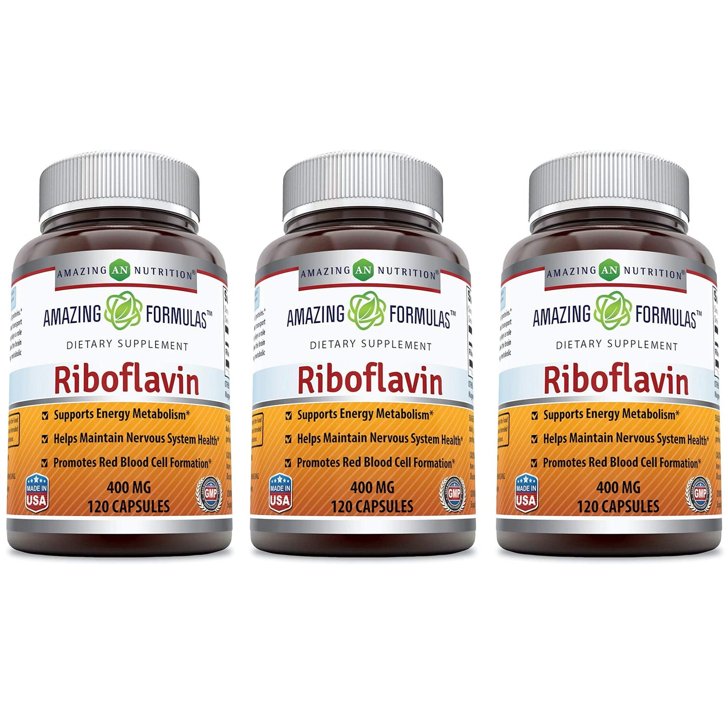Amazing Nutrition Riboflavin 400 mg Vitamin B2 Supplement, 360 Capsules