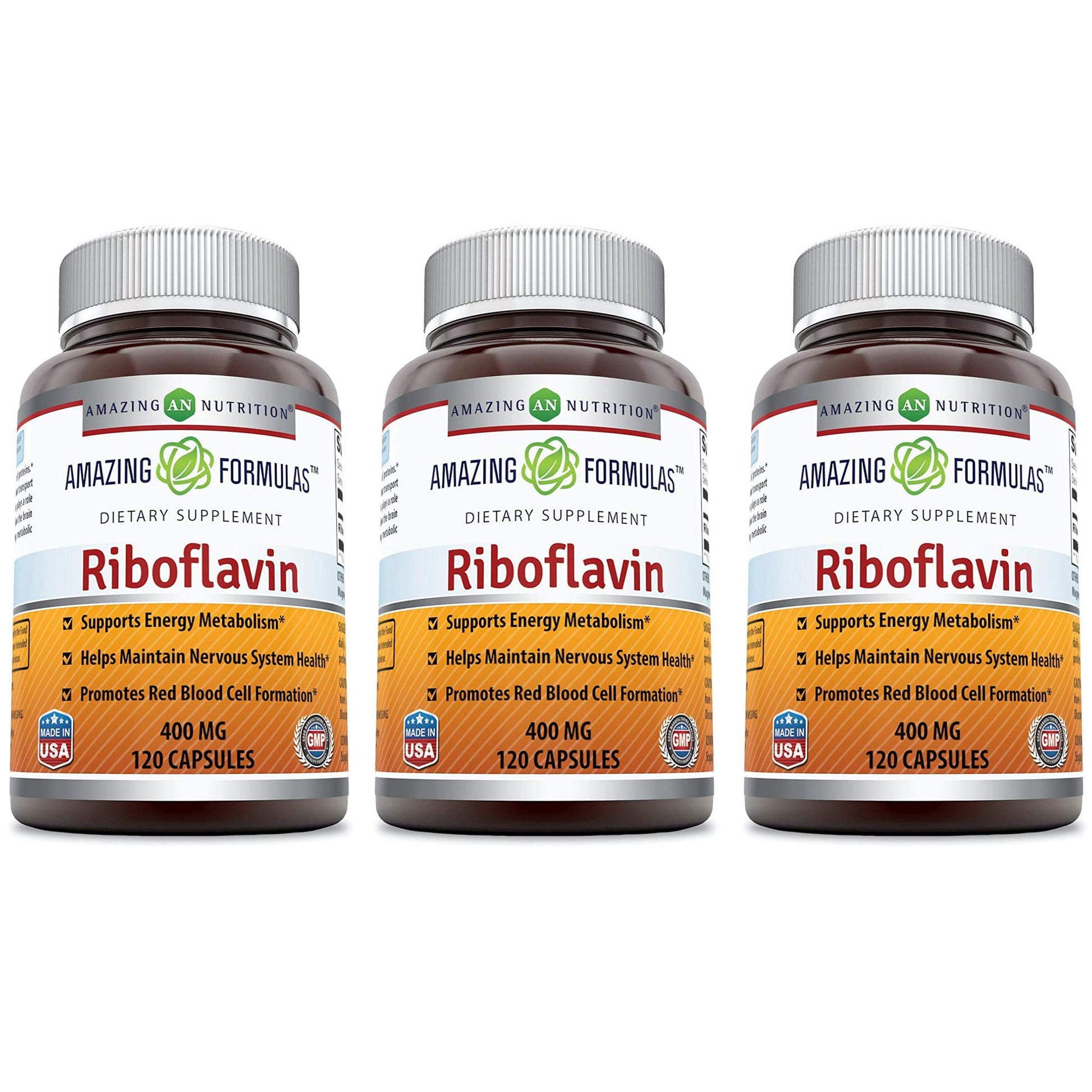 Amazing Nutrition Riboflavin 400 mg Vitamin B2 Supplement, 360 Capsules