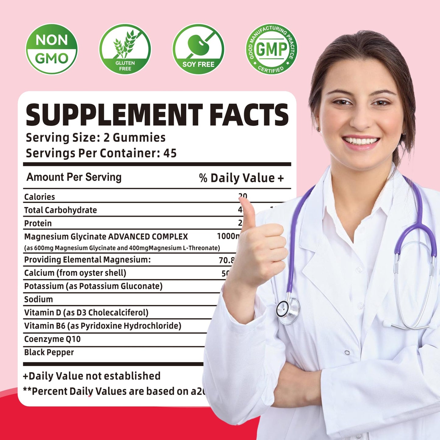 Novomins Magnesium Glycinate Gummies 1000mg, Sugar Free Magnesium Potassium Supplement with Vitamin D, B6, CoQ10 for Calm Mood & Sleep Support, Raspberry, 90 Gummies