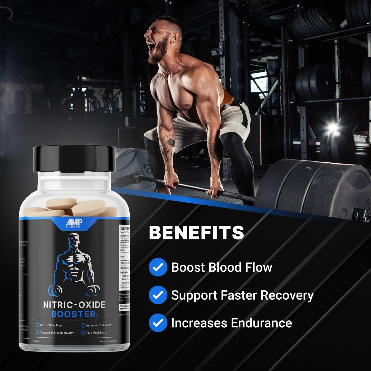 AMP Science Nitric Oxide Booster Tablet, 60 Count