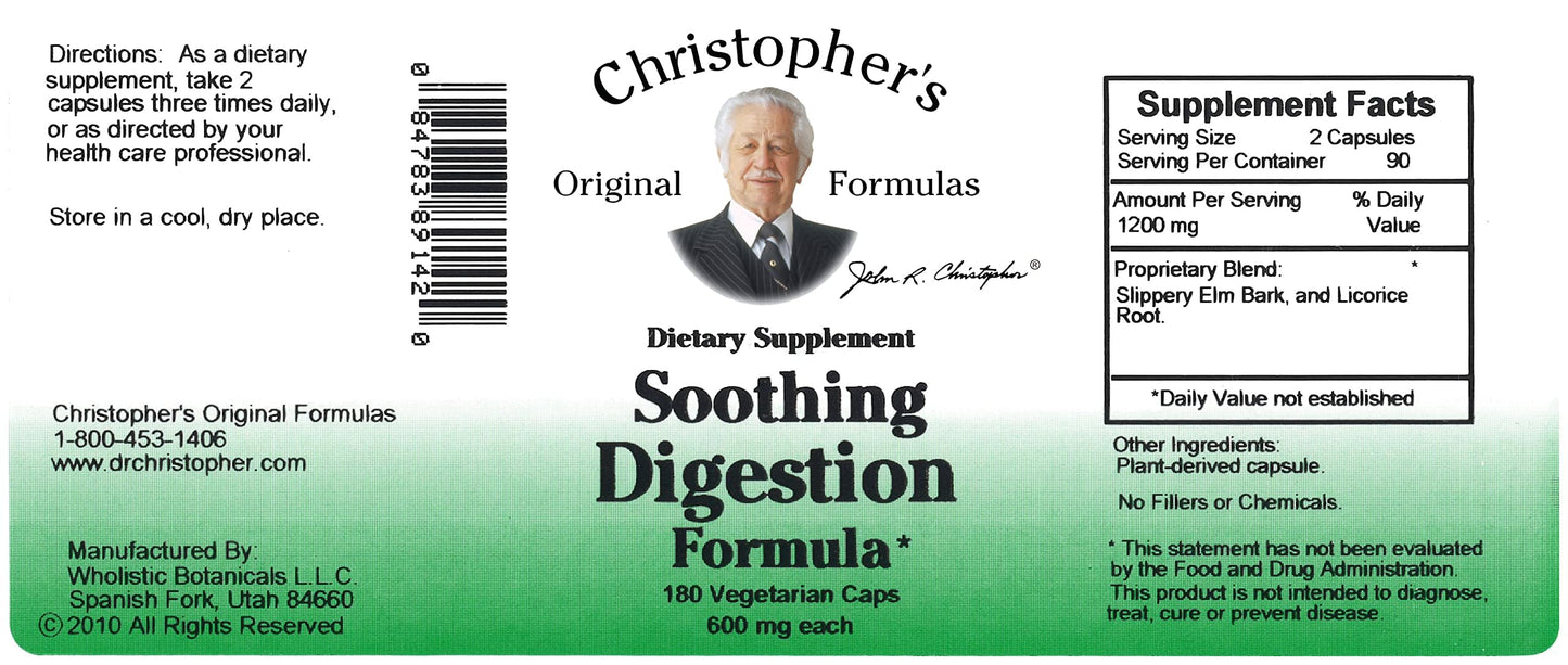 Christopher's Original Formulas Soothing Digestion Capsule 180 Count