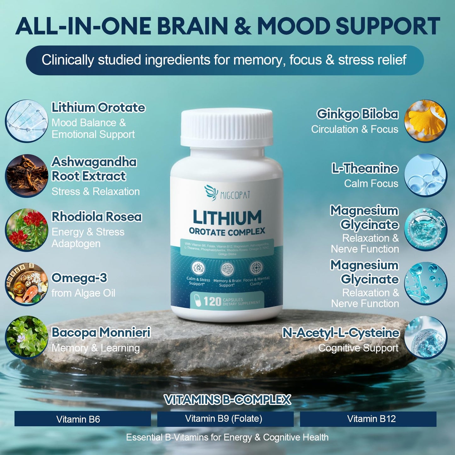 Migcopat Lithium Orotate Complex Capsules, 120 Count