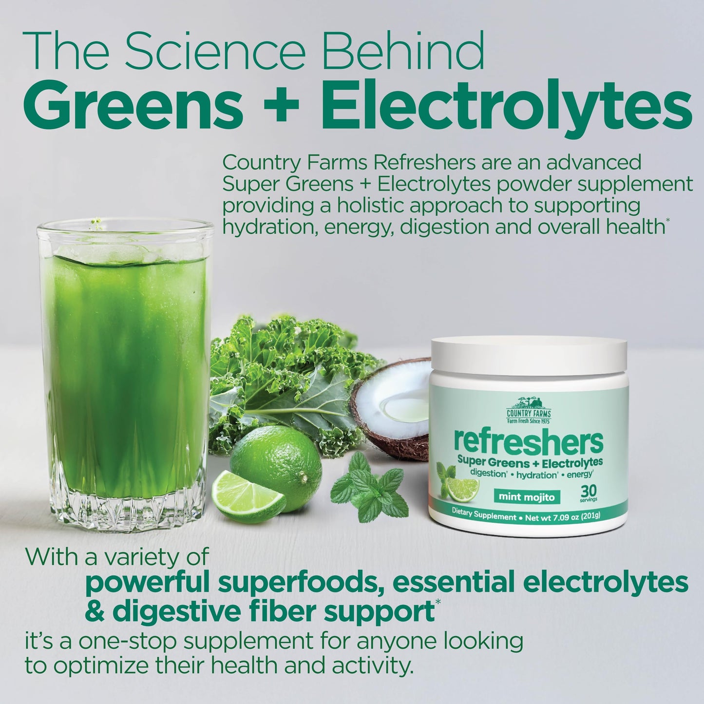 Country Farms Refreshers, Super Greens and Electrolytes Mint Mojito Powder 7.09 oz
