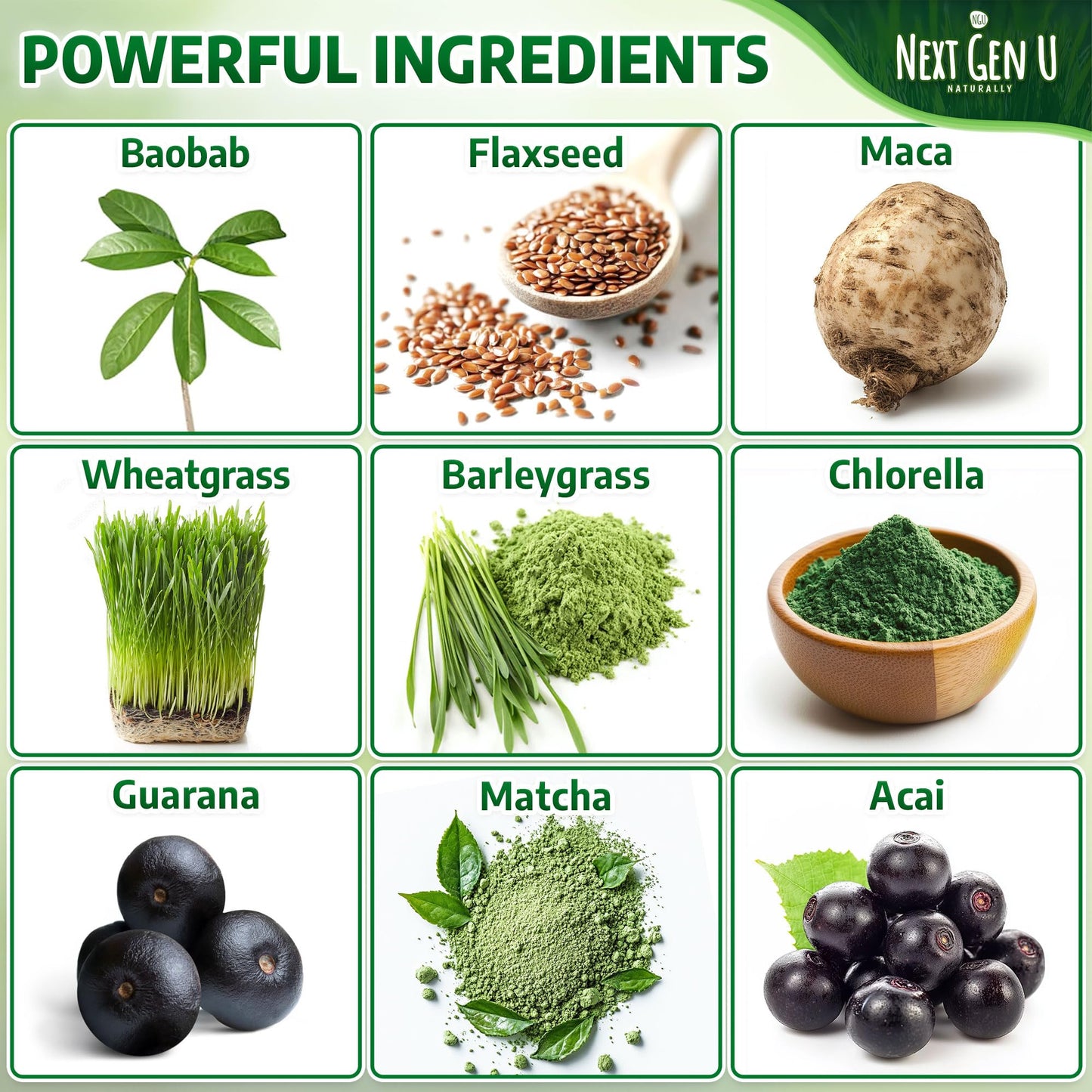 NGU Next Gen U Super Greens Powder 10.6 oz