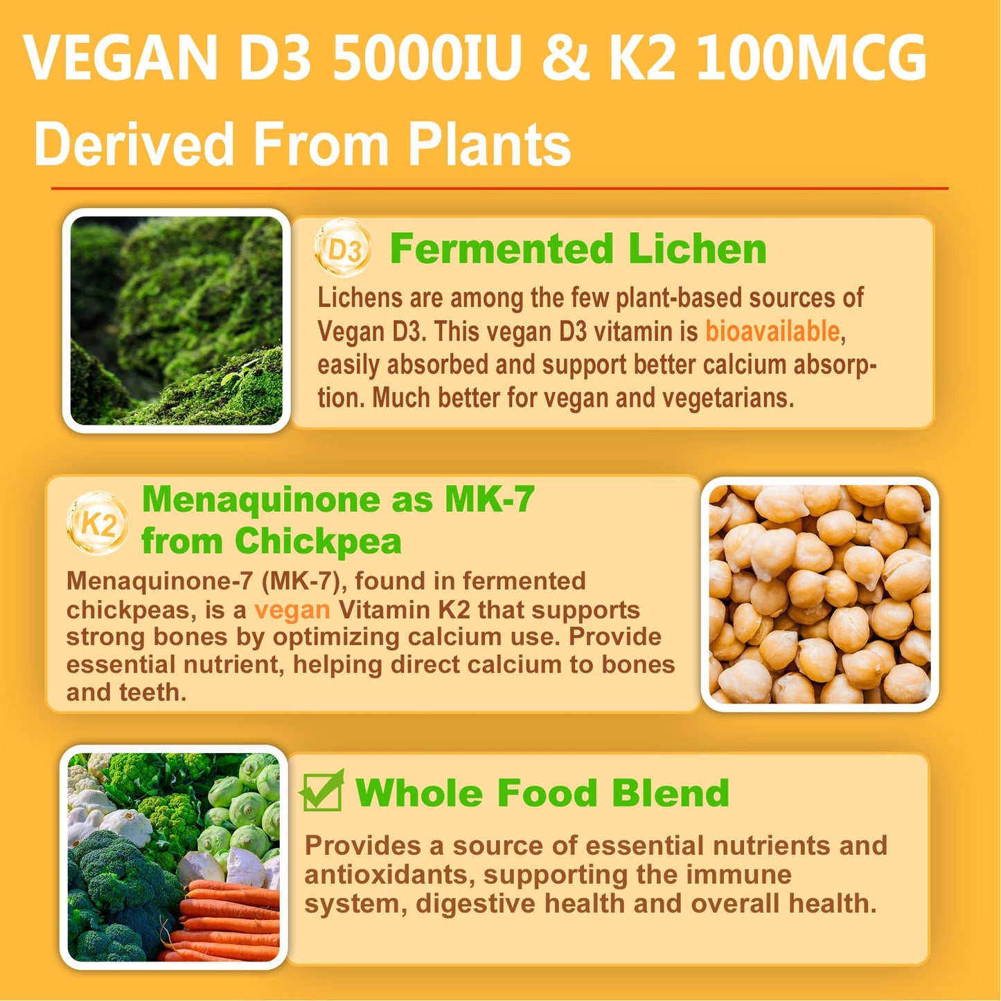 Nextdia Vegan Vitamin D3 5000IU K2 Gummies + Whole Food Vitamin C Gummies, 180 Gummies