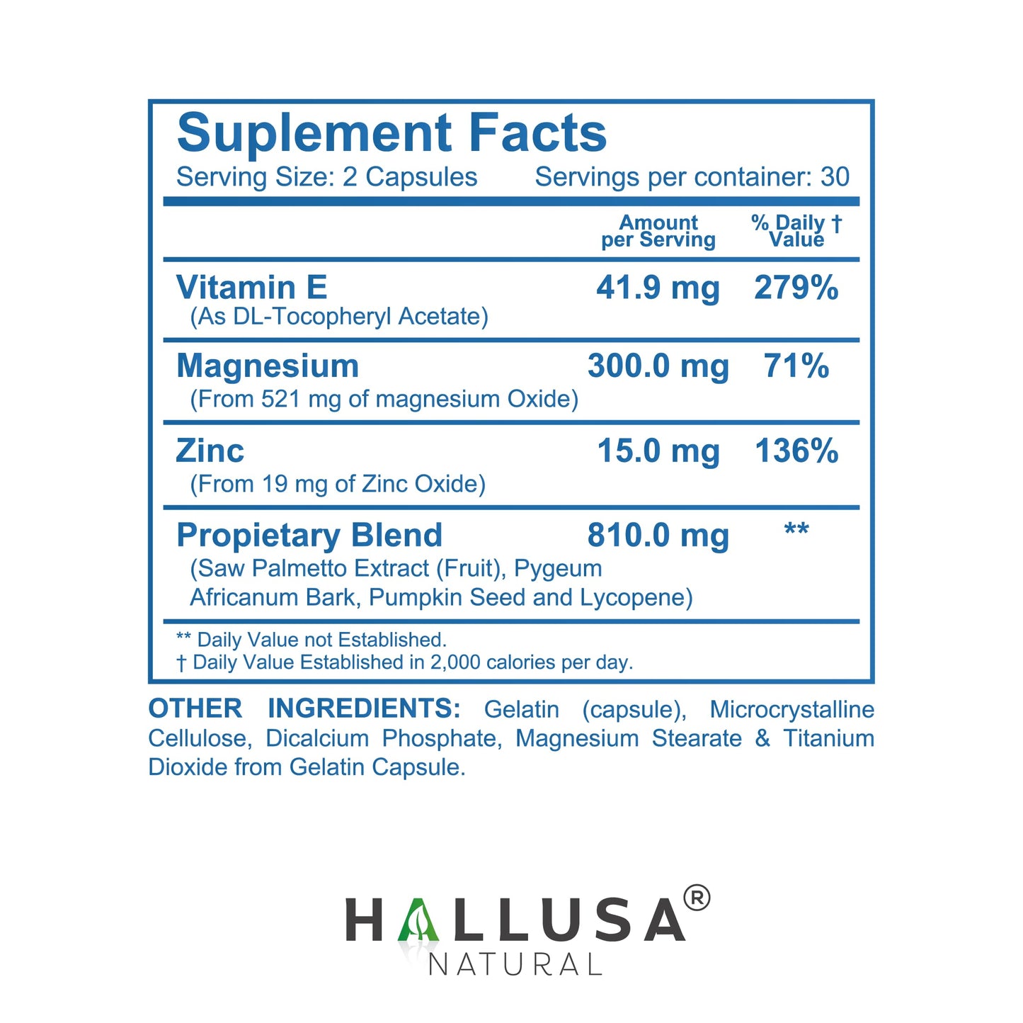 Hallusa Natural HALLPROST Ultra Prostate Health Urinary Tract & Bladder Support, 120 Capsules
