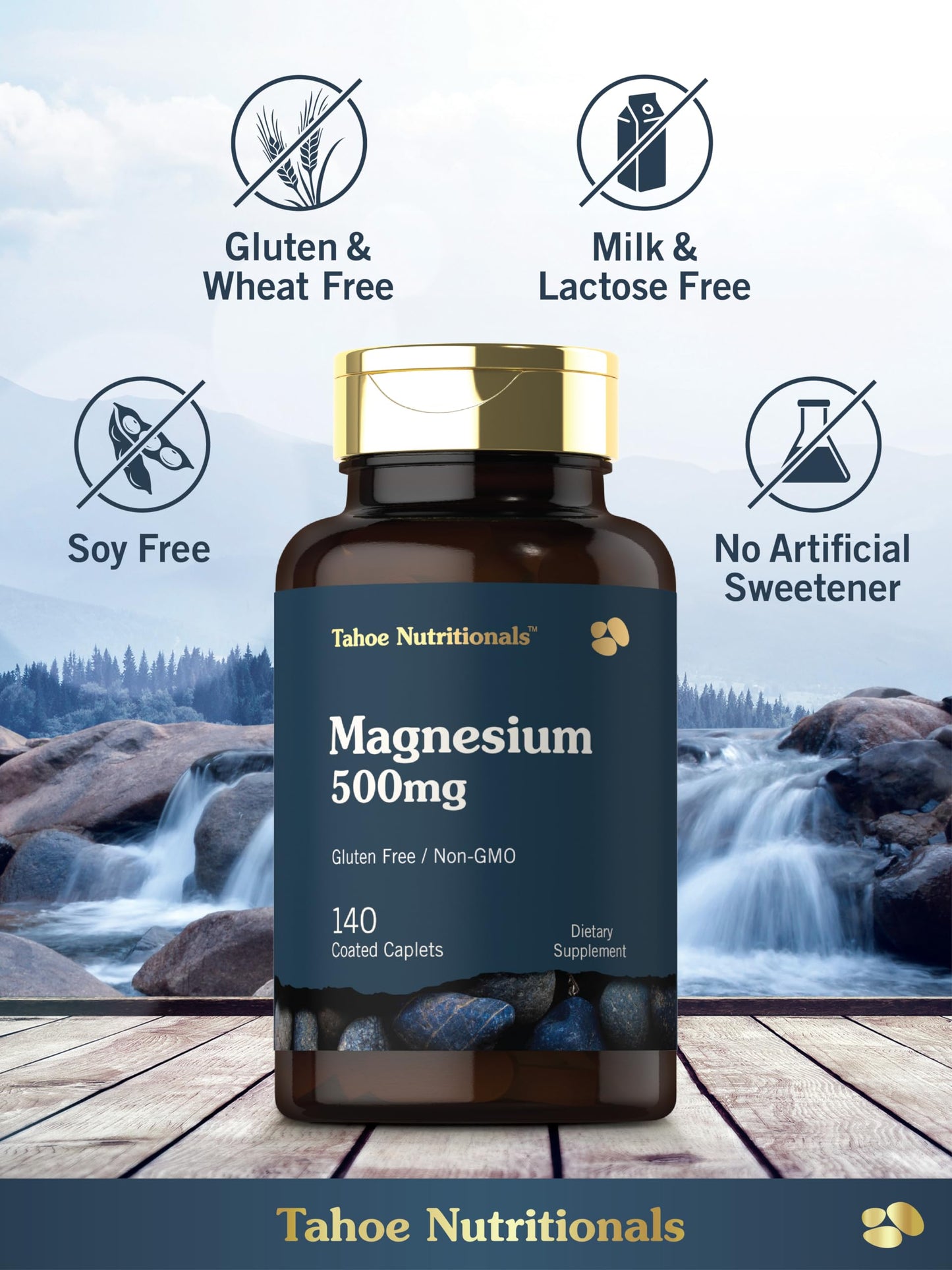 Tahoe Nutritionals Magnesium 500mg Caplets 140 Count