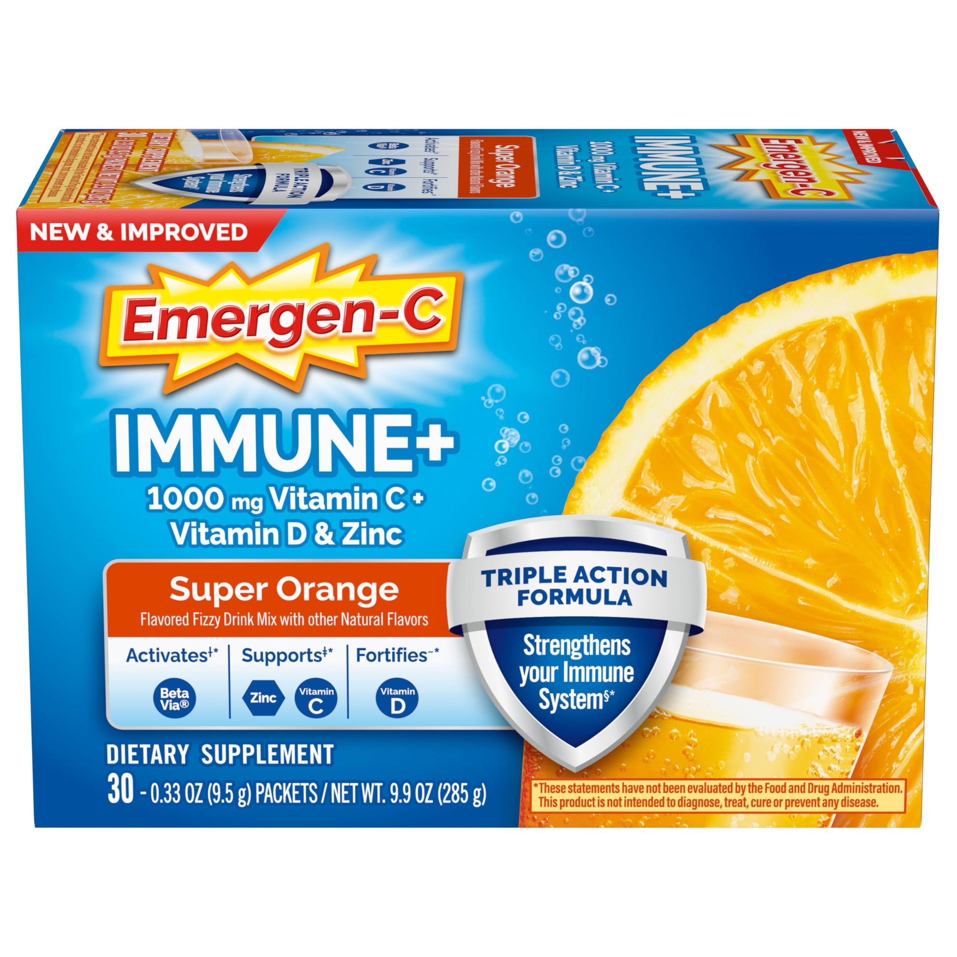 Emergen-C Immune+ Triple Action Immune Support Powder, 9.9 Ounce