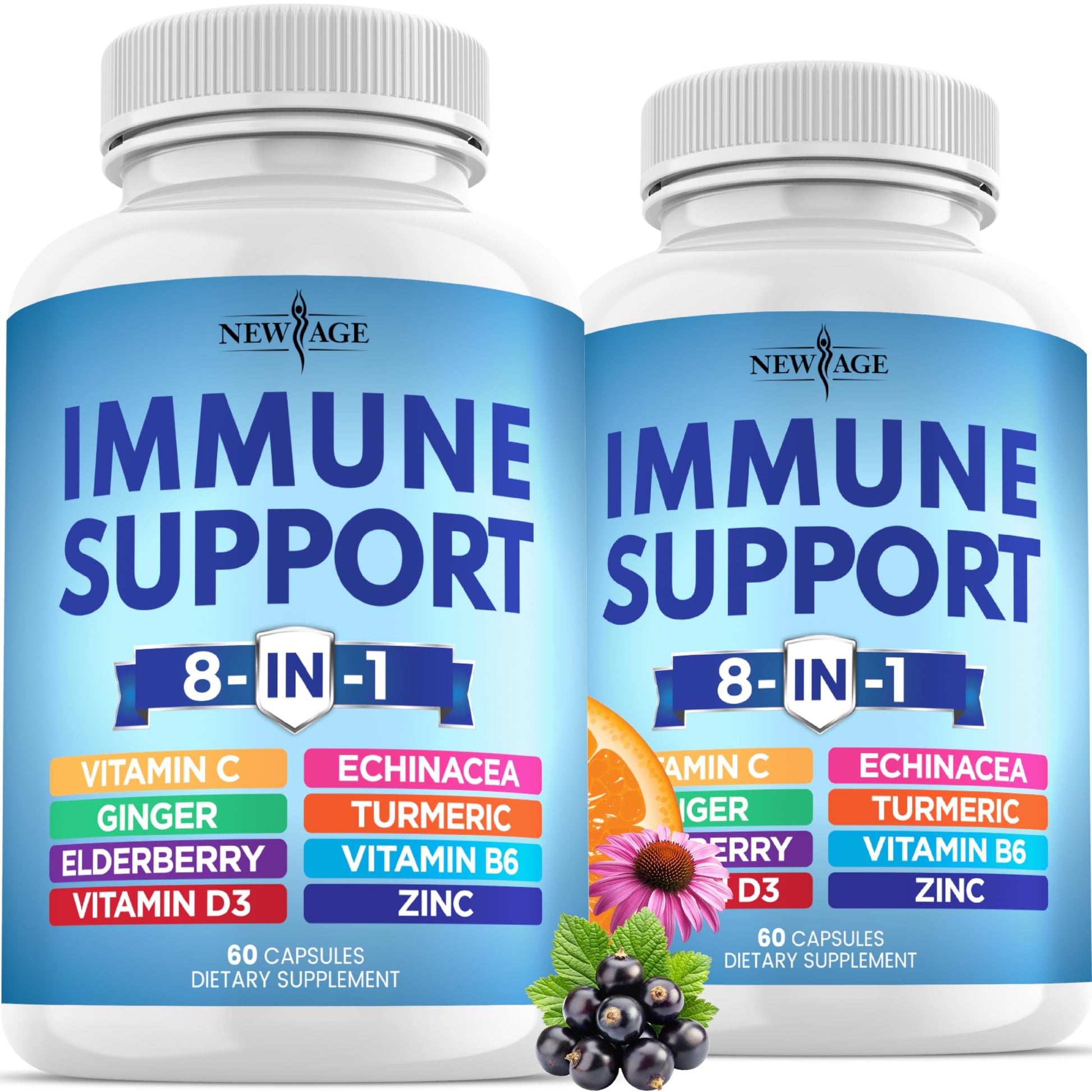 NEW AGE 8 in 1 Immune Support Booster Capsule 120 Count