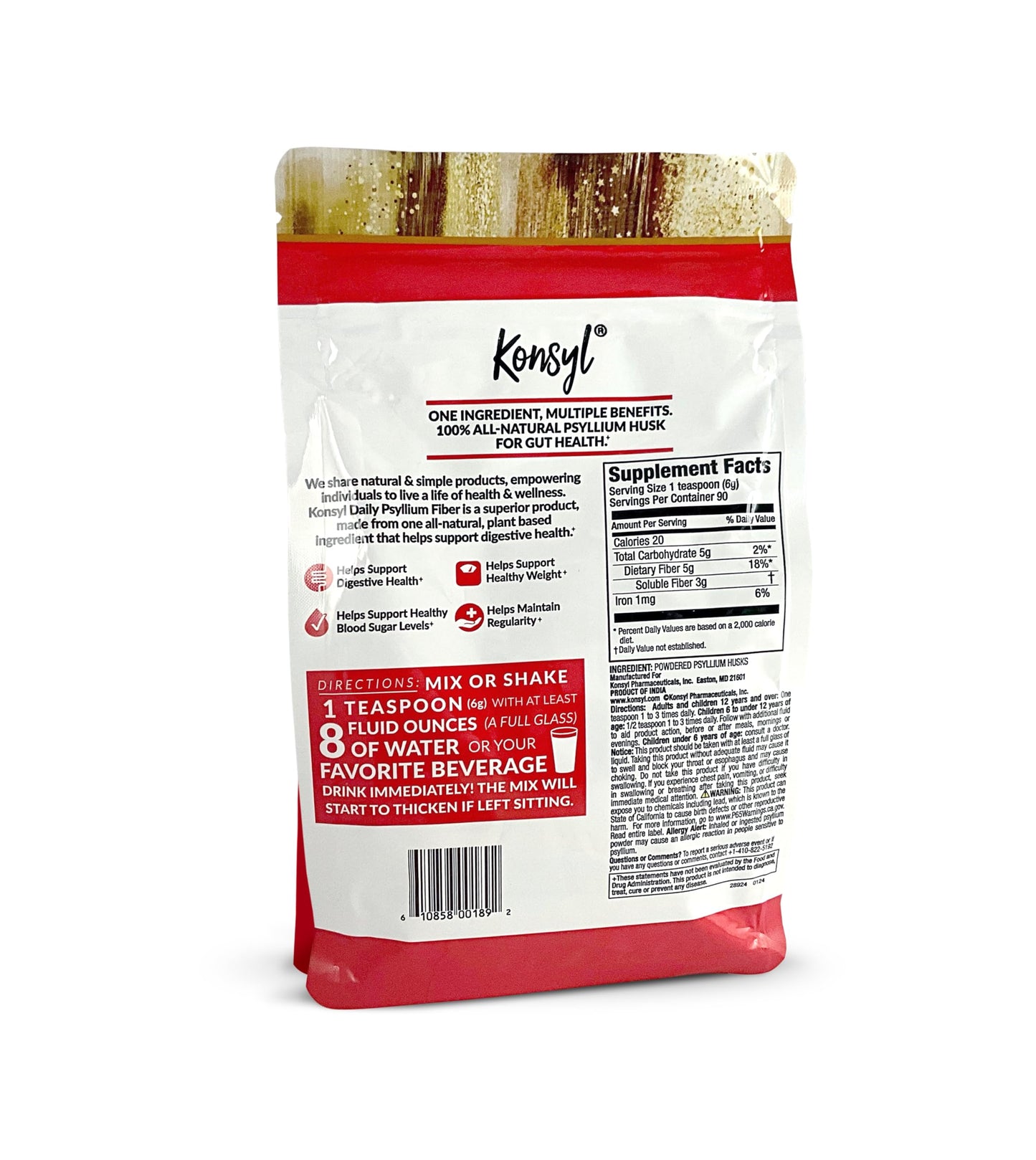 Konsyl Daily Psyllium Fiber Powder, 19 oz, 90 Servings