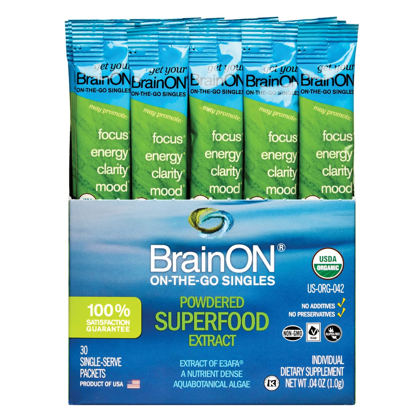 E3LIVE BrainOn On-The-Go-Singles Powder 1.2 oz