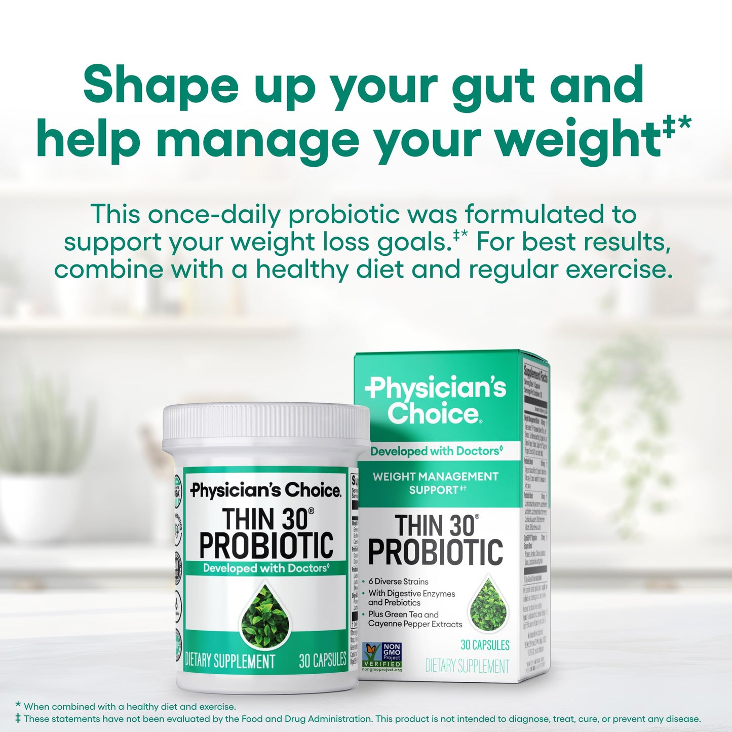Physician's CHOICE Probiotics for Weight Management & Bloating Capsules, 84 Count