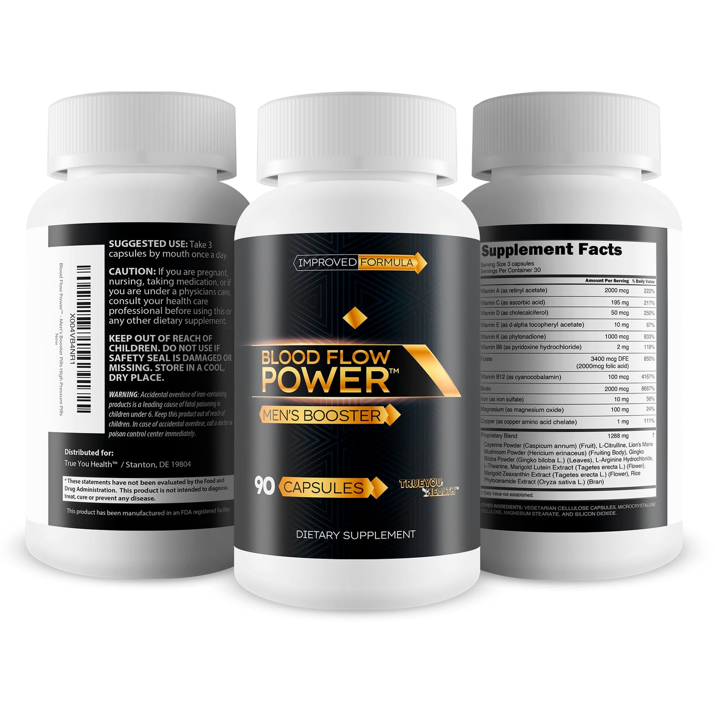 True You Health Blood Flow Power Men's Booster Extra Strength Capsule 90 Count