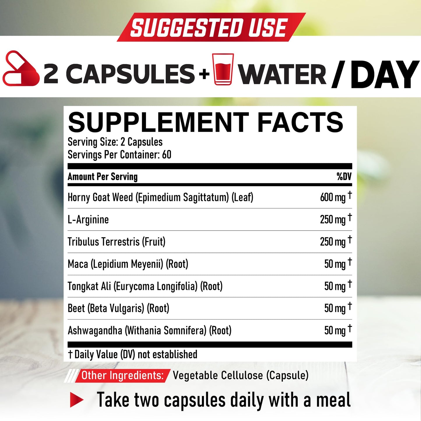 DEDICAD 7 in-1 Ultra Test Support with Tribulus Terrestris Horny Goat Weed L-Arginine Maca Root Tongkat Ali Beet Root Capsules 120