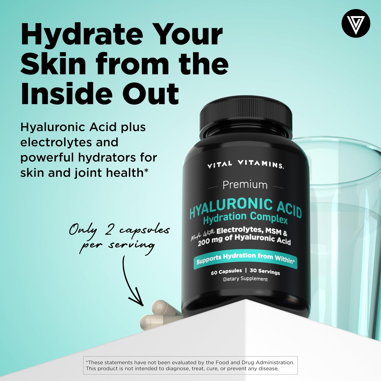 Vital Vitamins Hyaluronic Acid Hydration Complex Capsules 60 Capsules