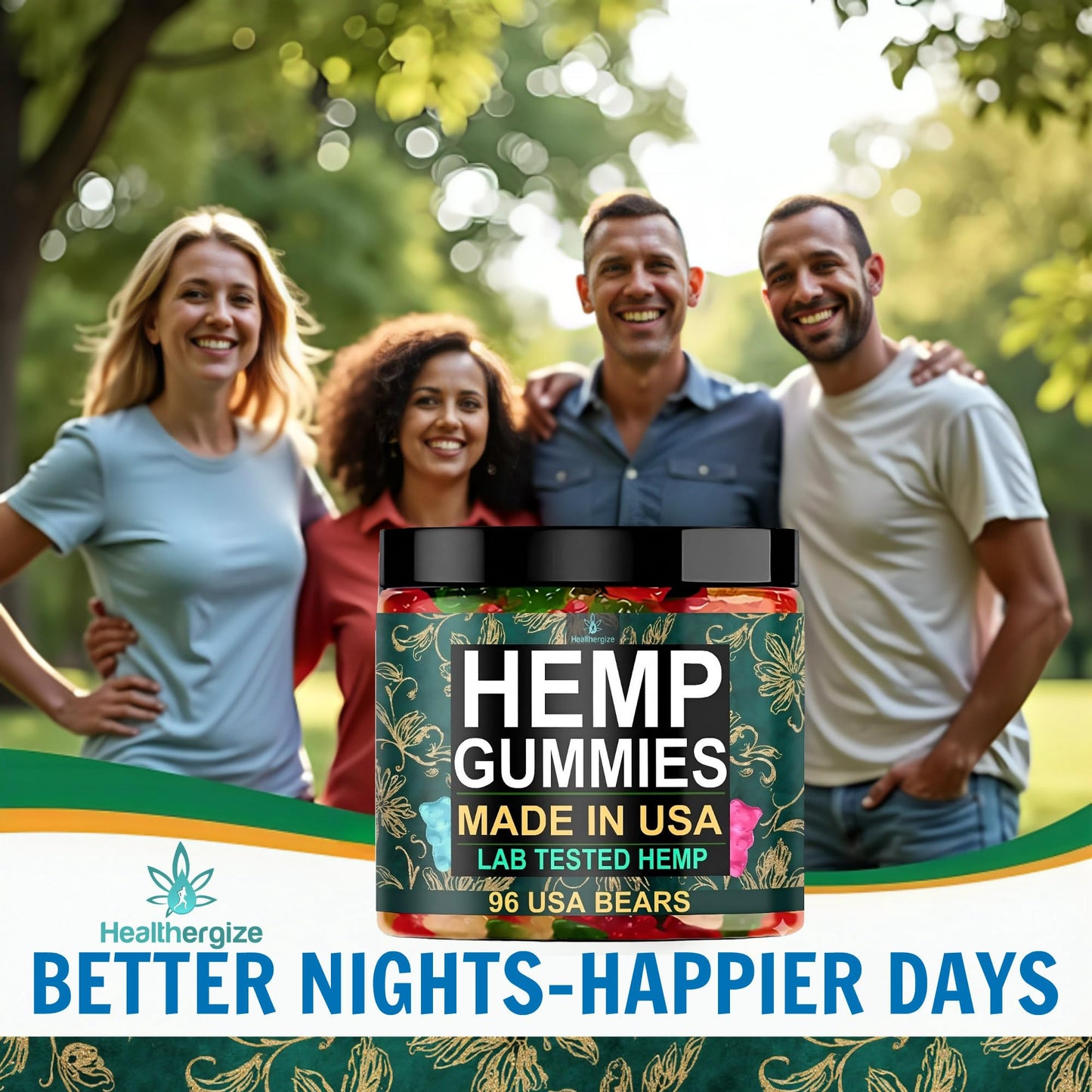 Healthergize Hemp Gummies for Sleep and Calm Relaxation Chewable, 96 Count