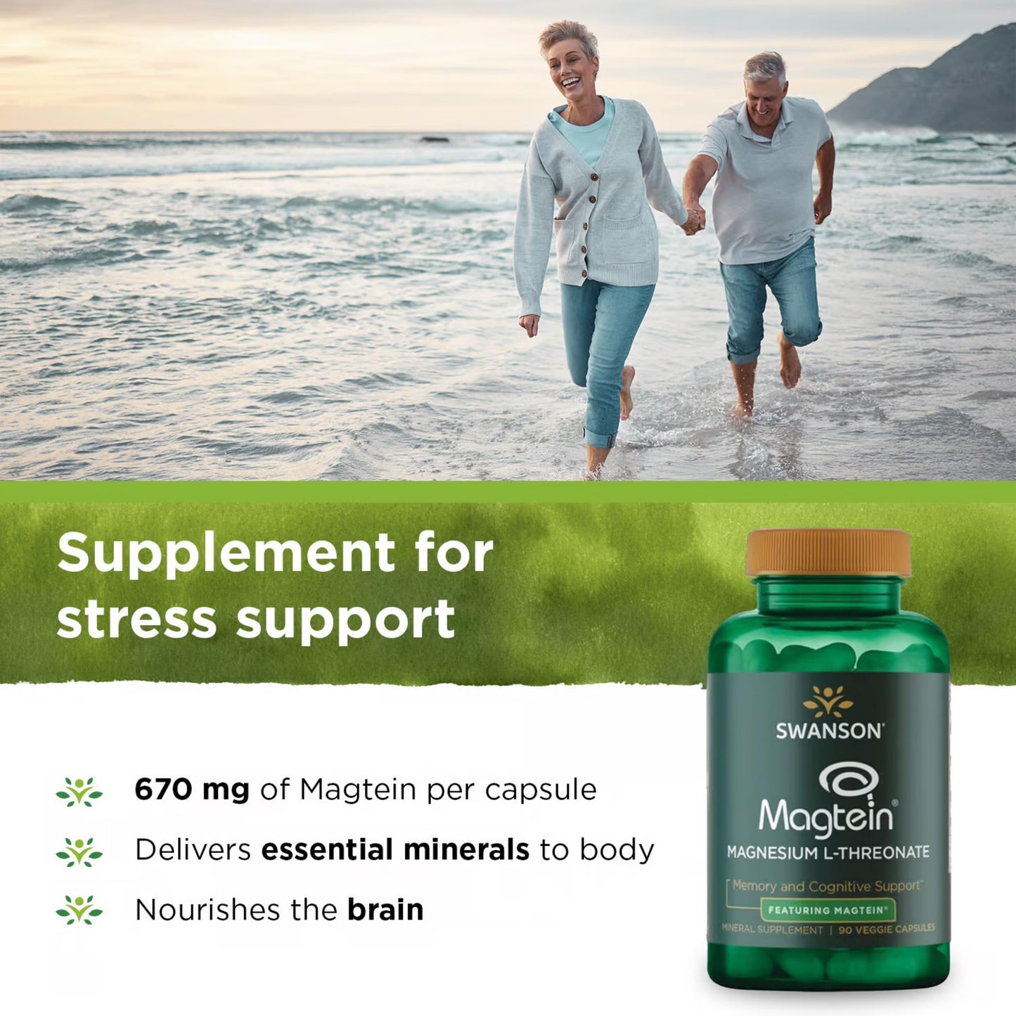Swanson Magnesium L-Threonate Brain and Cognitive Health Supplement, 360 Capsules