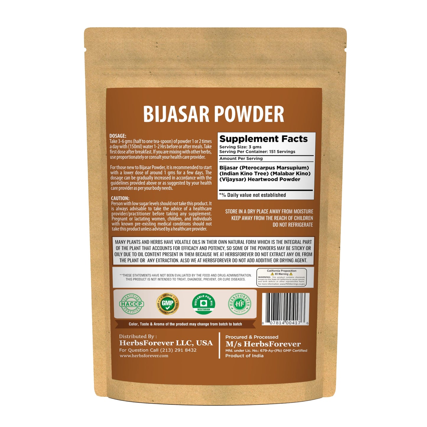 Herbsforever Vijaysar/Bijasar Powder, 16 oz