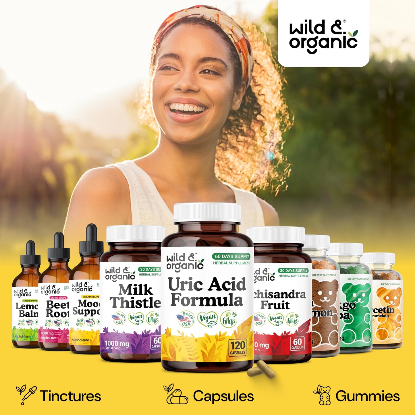 Wild & Organic Uric Acid Formula Capsules - Cleanse Support, 120 Capsules