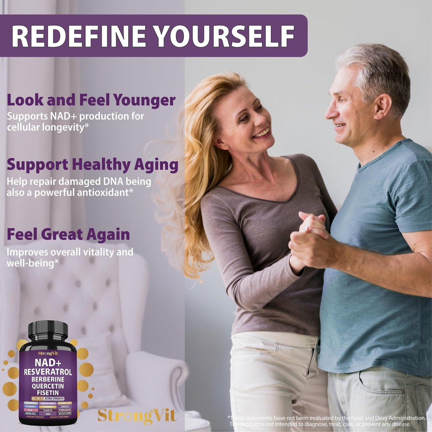 StrongVit NAD Supplement & Magnesium Complex Bundle Capsules, 120