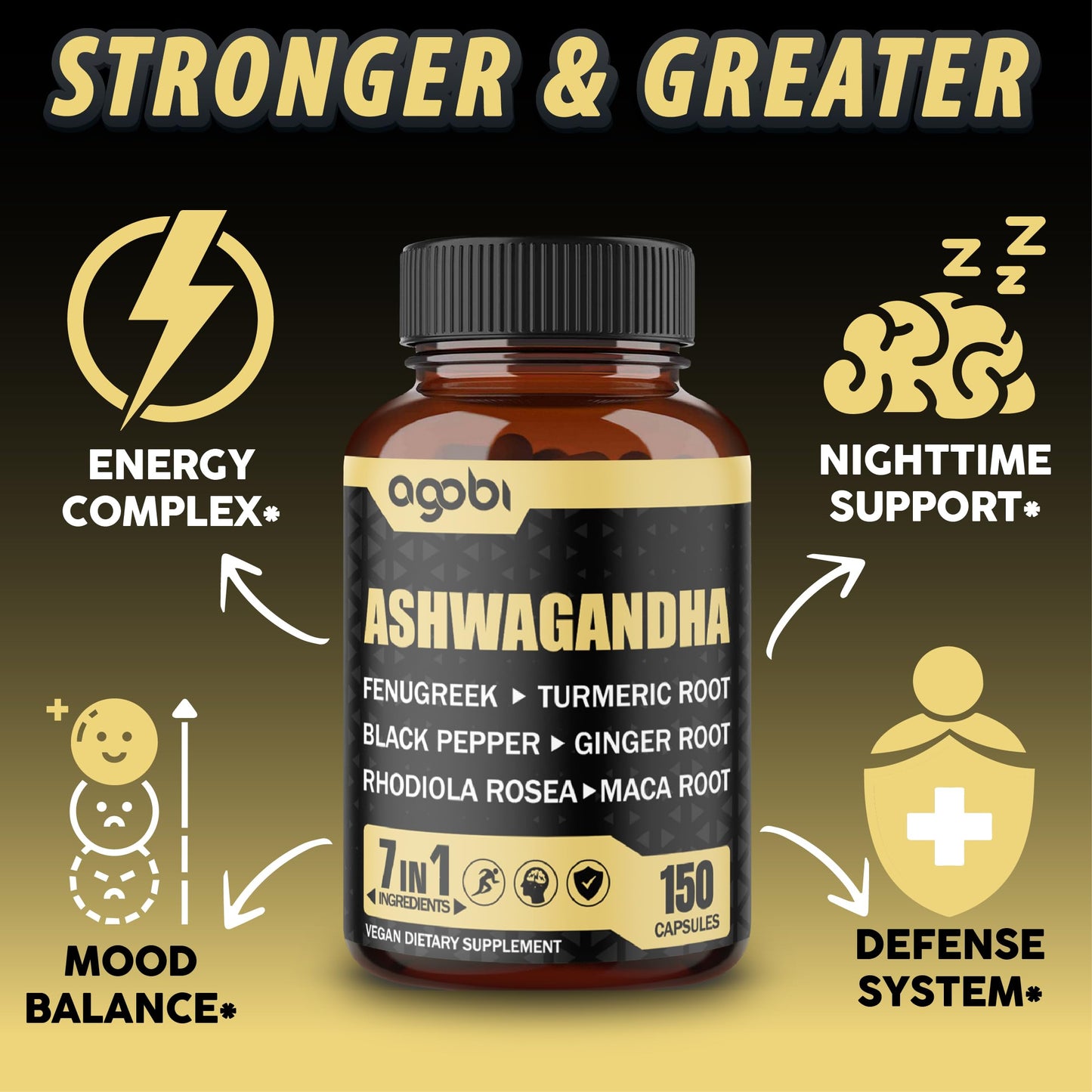 Agobi Ashwagandha Extract Capsules, 150 Count