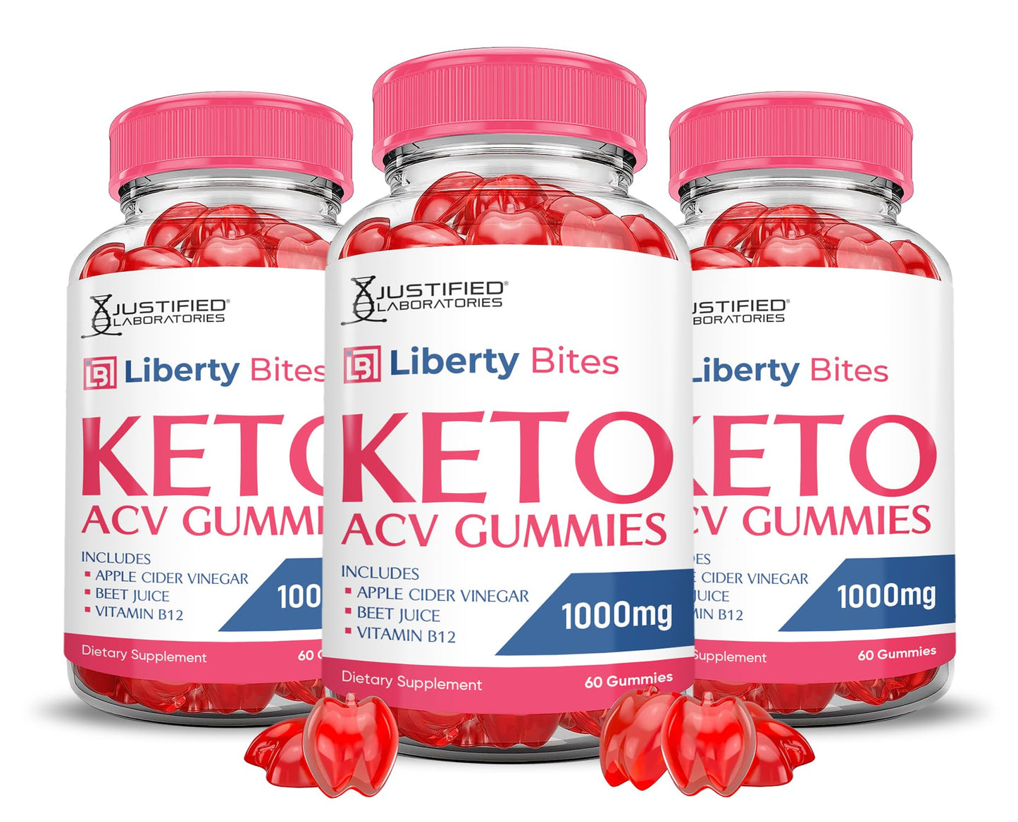 Justified Laboratories Liberty Bites Keto ACV Gummies Advanced Formula 1000mg, 180 Gummies
