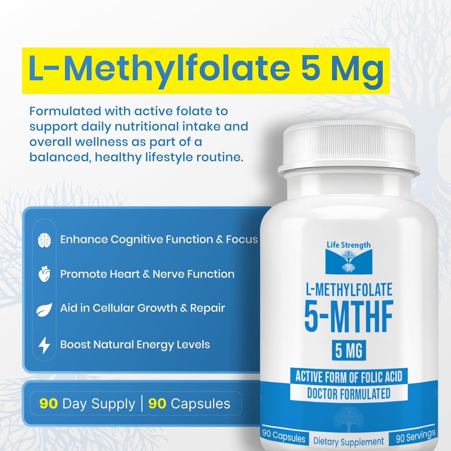 LifeStrength L Methylfolate 5mg Capsule, 90 Count