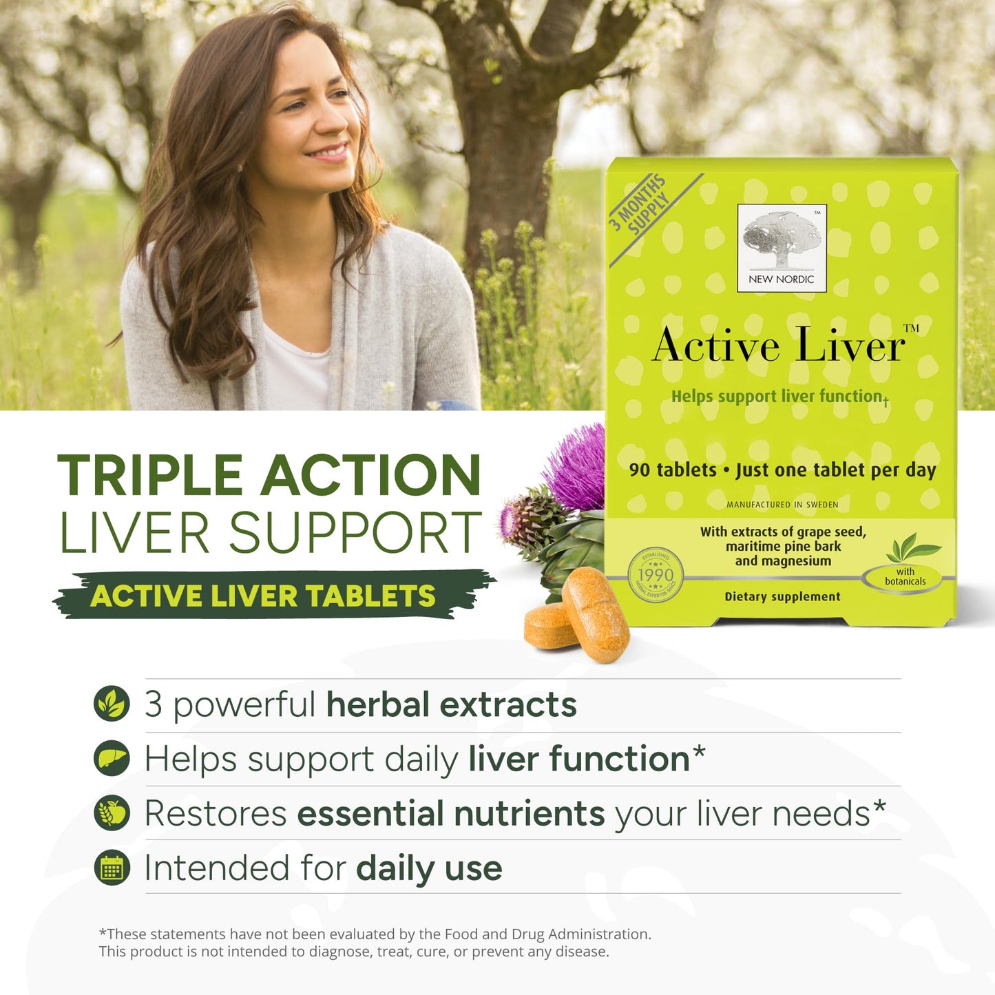 NEW NORDIC Active Liver Daily Support Supplement 30 Tablets