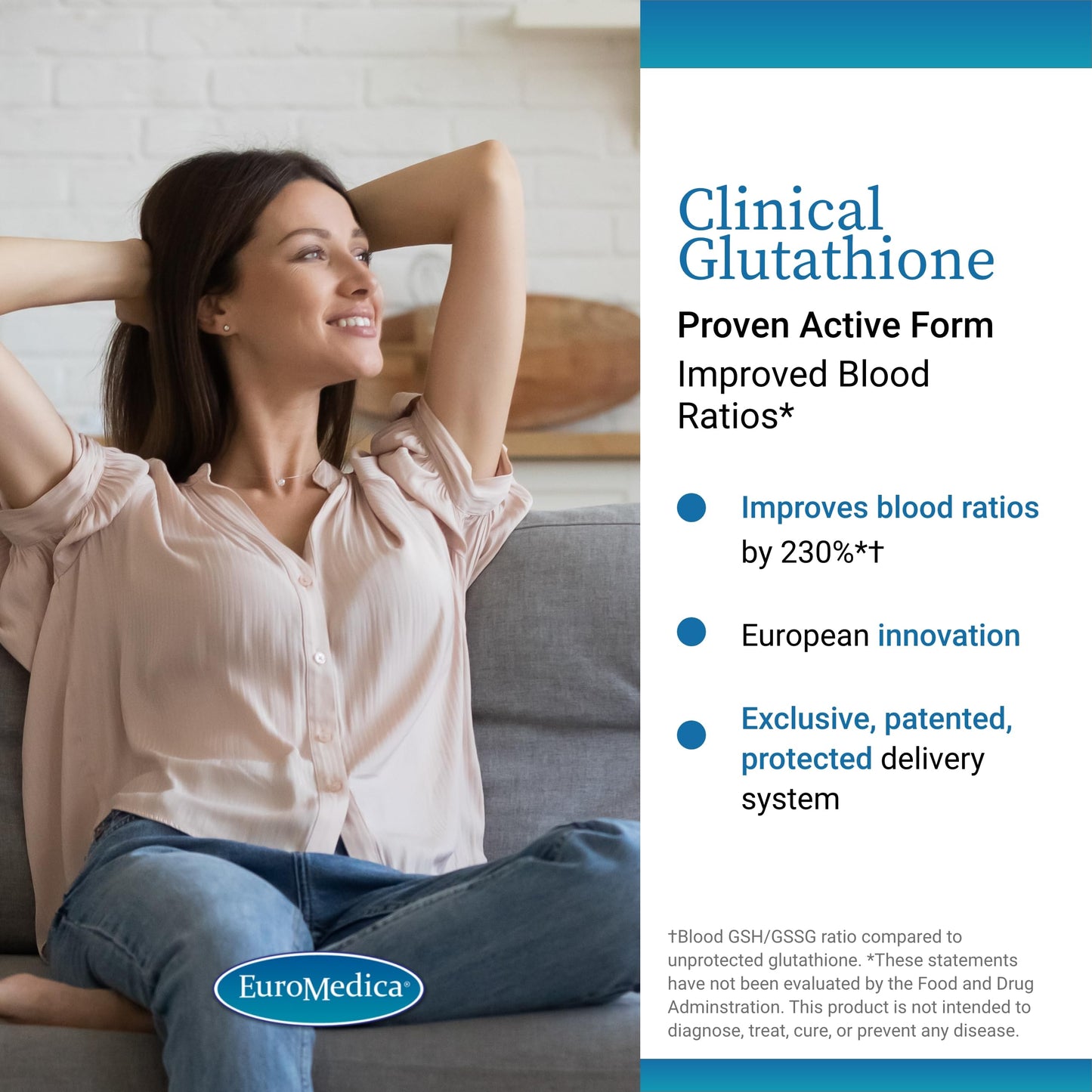 EuroMedica Clinical Glutathione - Cellular Antioxidant Defense Tablet, 60 Count