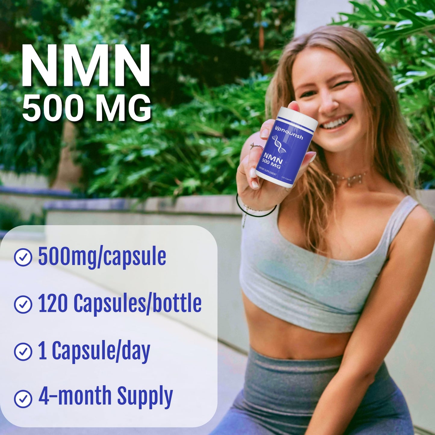 UpNourish NMN 500mg Capsule, 120 Count
