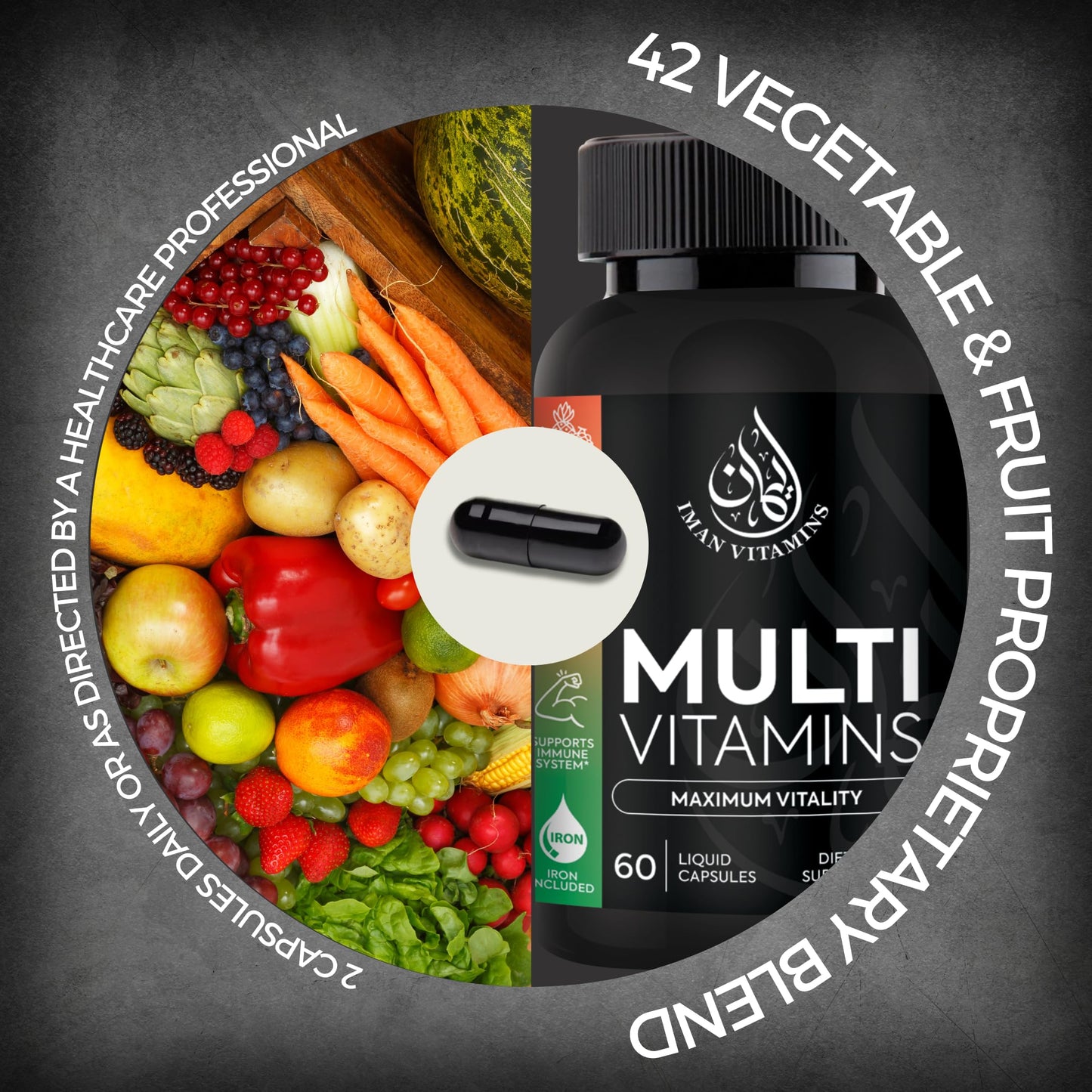Iman Vitamins Halal Complete Multivitamin Capsules, 60 Count