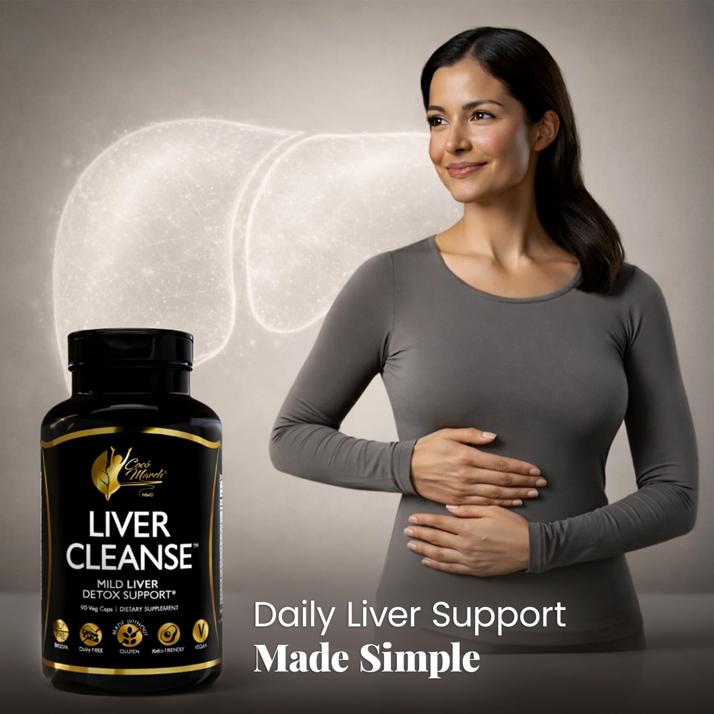 Cocó March N.M.D Liver Cleanse Support Supplement – Digestive & Gut Health Formula with Real Plant Nutrients – Immune Support for Men & Women – Vegan, Gluten Free, Keto Friendly – 90 Veg Capsules