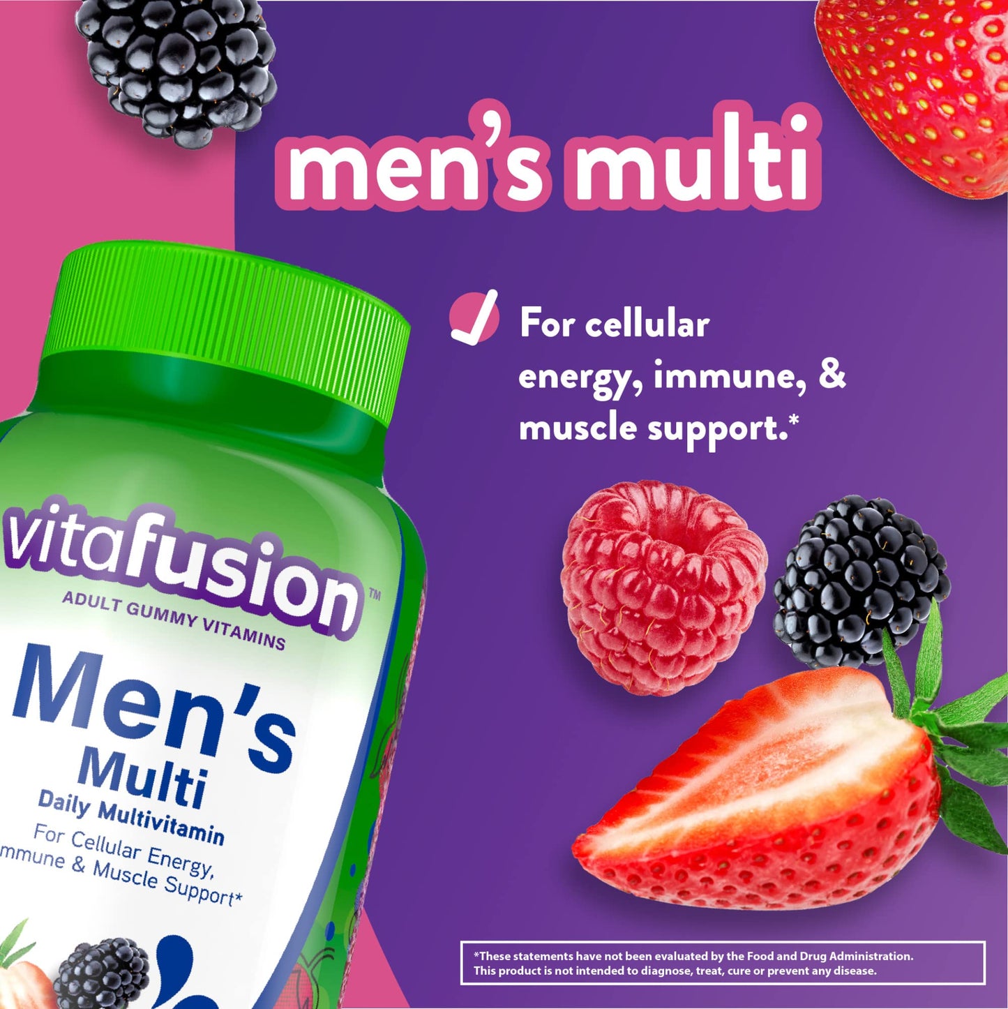 Vitafusion Gummy Vitamins for Men, Berry Flavored Daily Multivitamins for Men, Tablets, 150