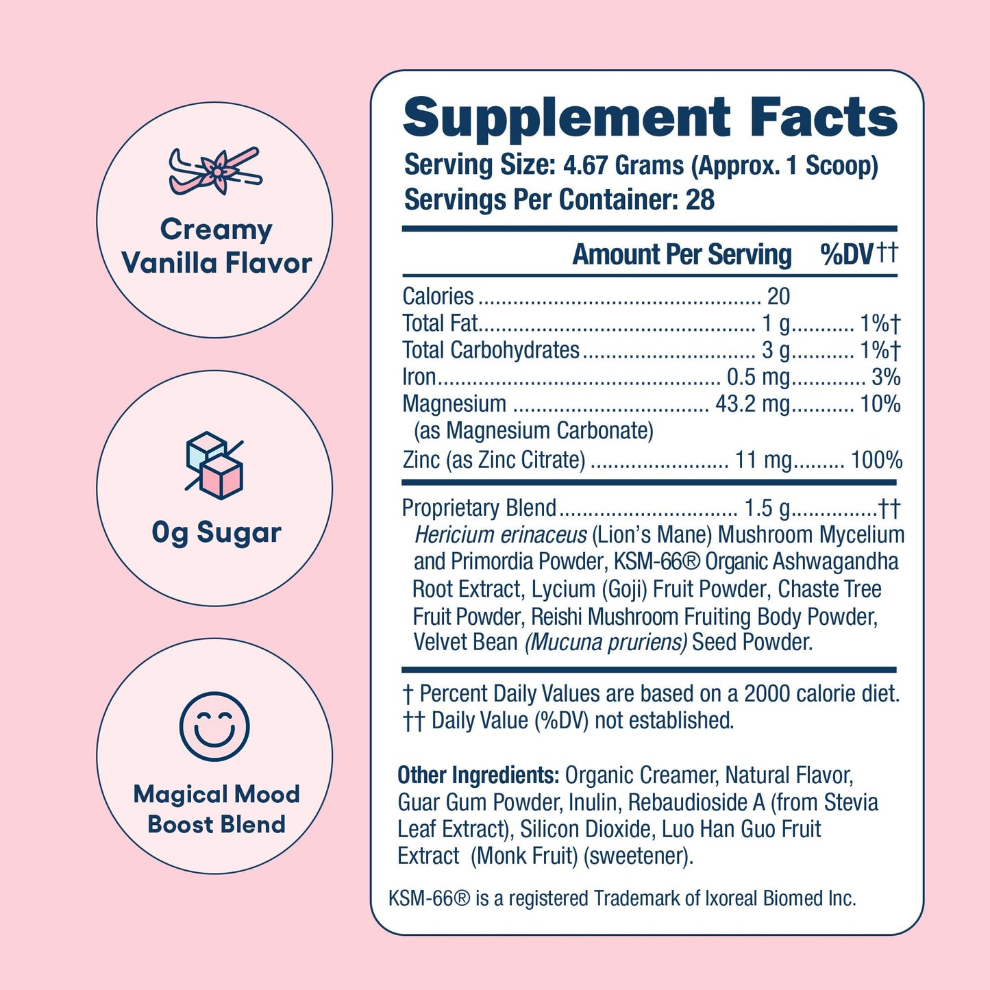 Love Sweat Fitness Miss Congeniality Mood & Stress Supplement for Women, Ashwagandha, B Vitamins & Magnesium Powder, Vanilla, 28 Servings, 4.44 oz