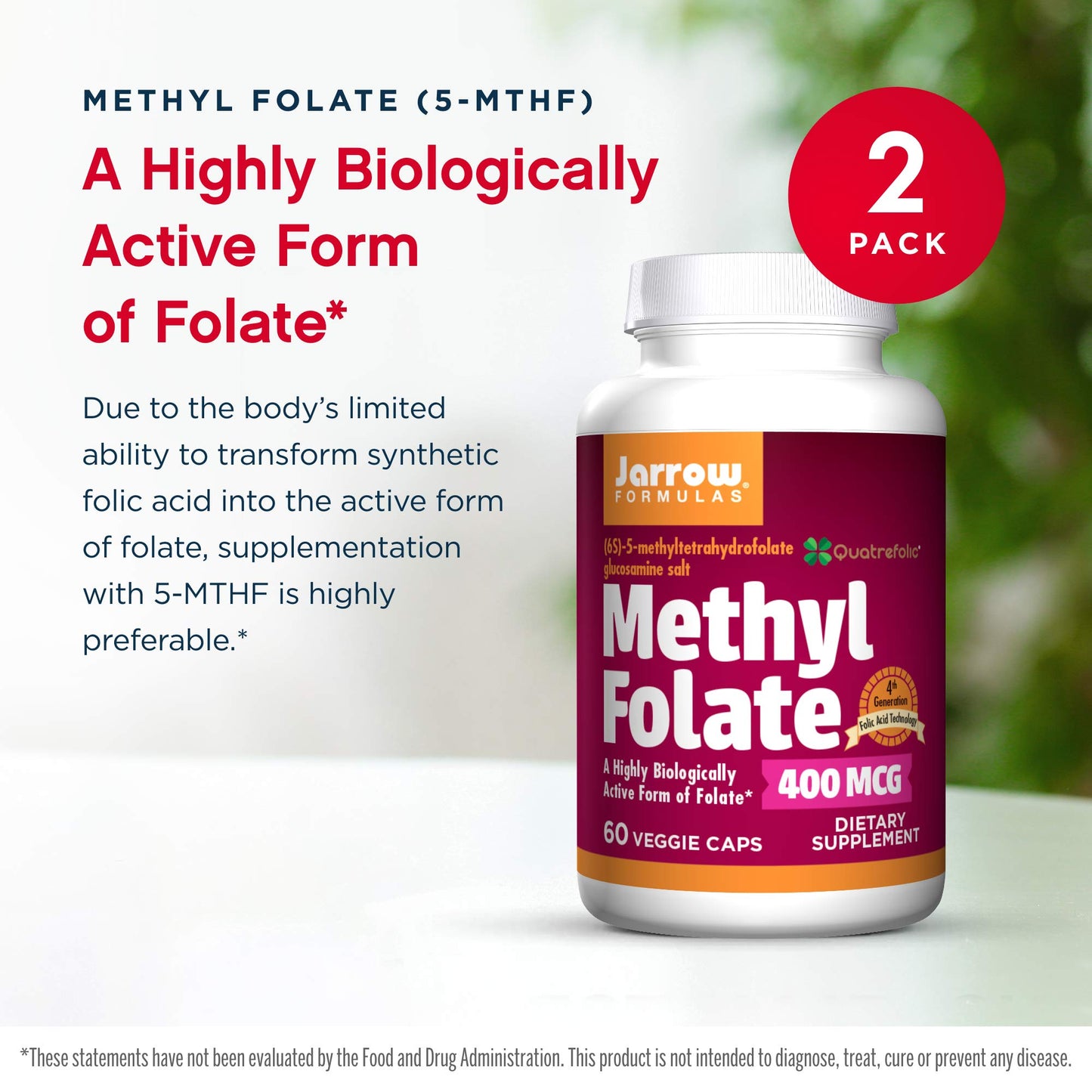 Jarrow Formulas Methyl Folate 400 mcg 120 Capsules