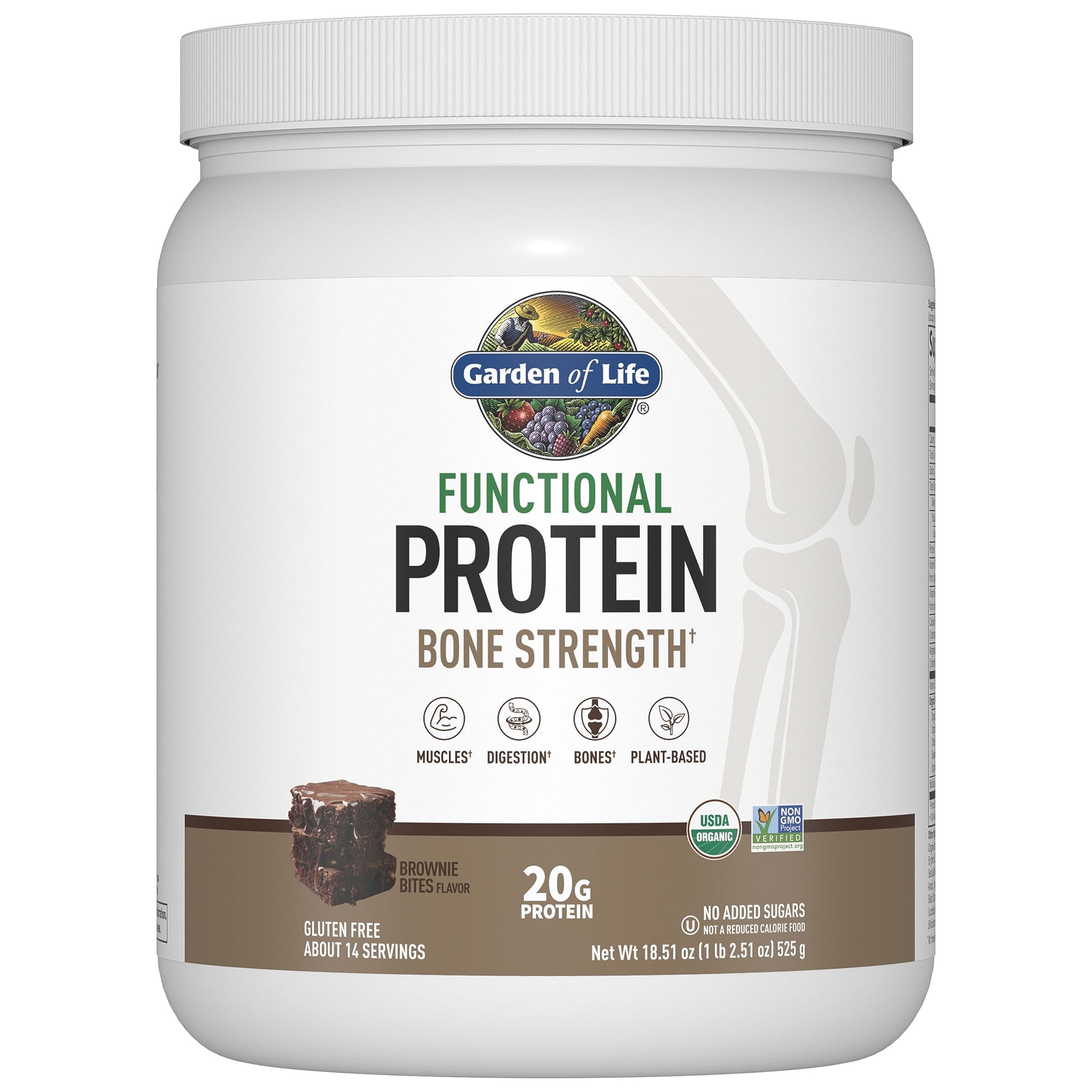 Garden of Life Organic Vegan Protein Powder Brownie Bites Flavor, 14 Servings, 1.16 lb