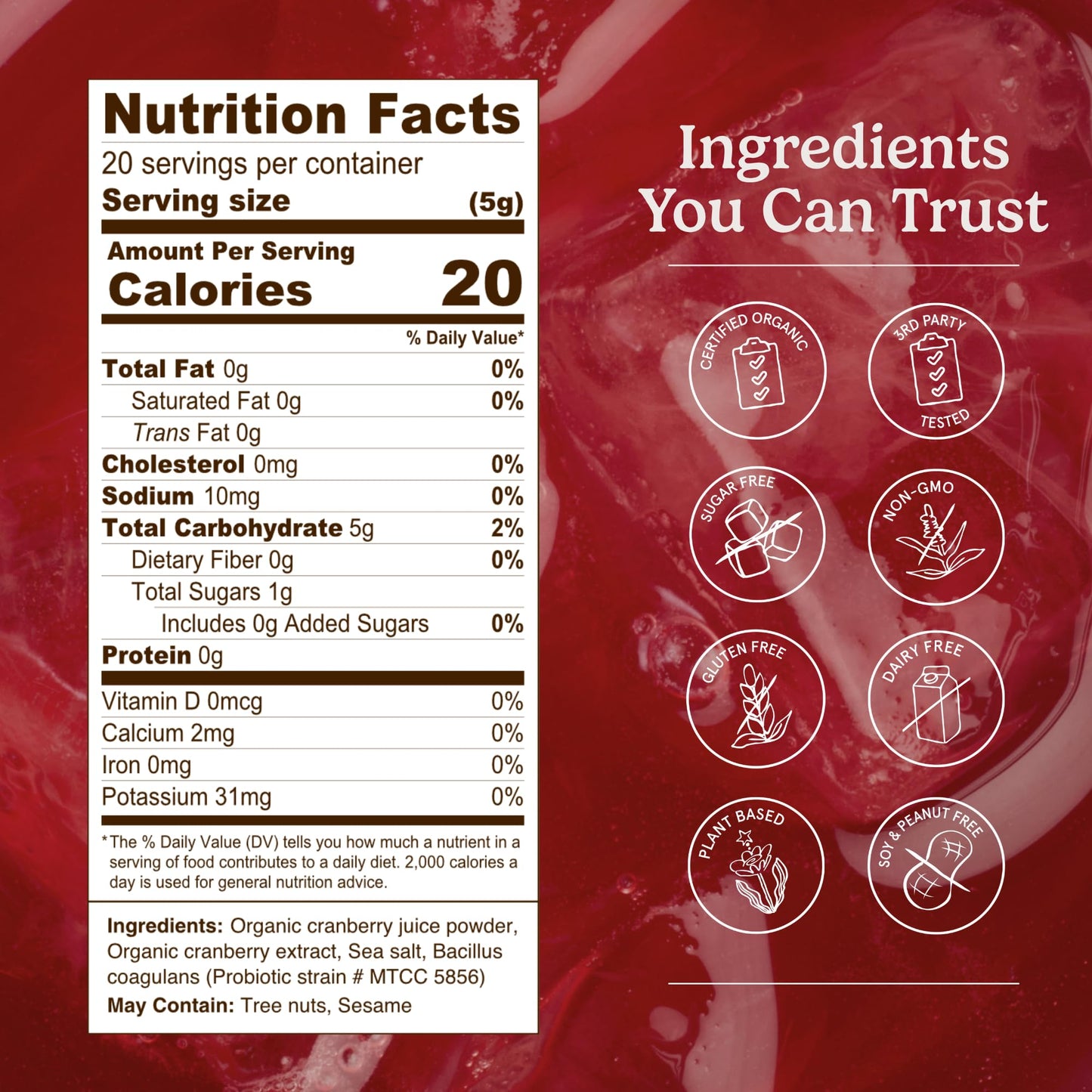 Organic Traditions Cranberry Powder and Extract Blend Powder 3.5 oz