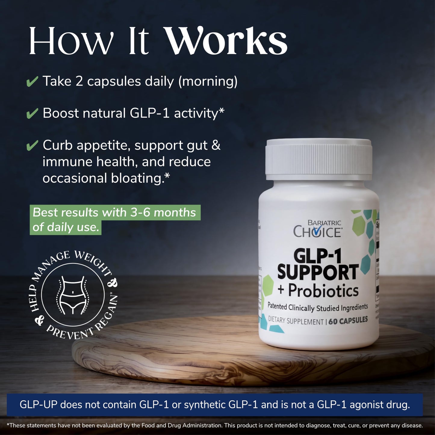 Bariatric Choice GLP-1 Supplement + Probiotics DygloFit & SNZ 1969 Probiotic 60 Capsules