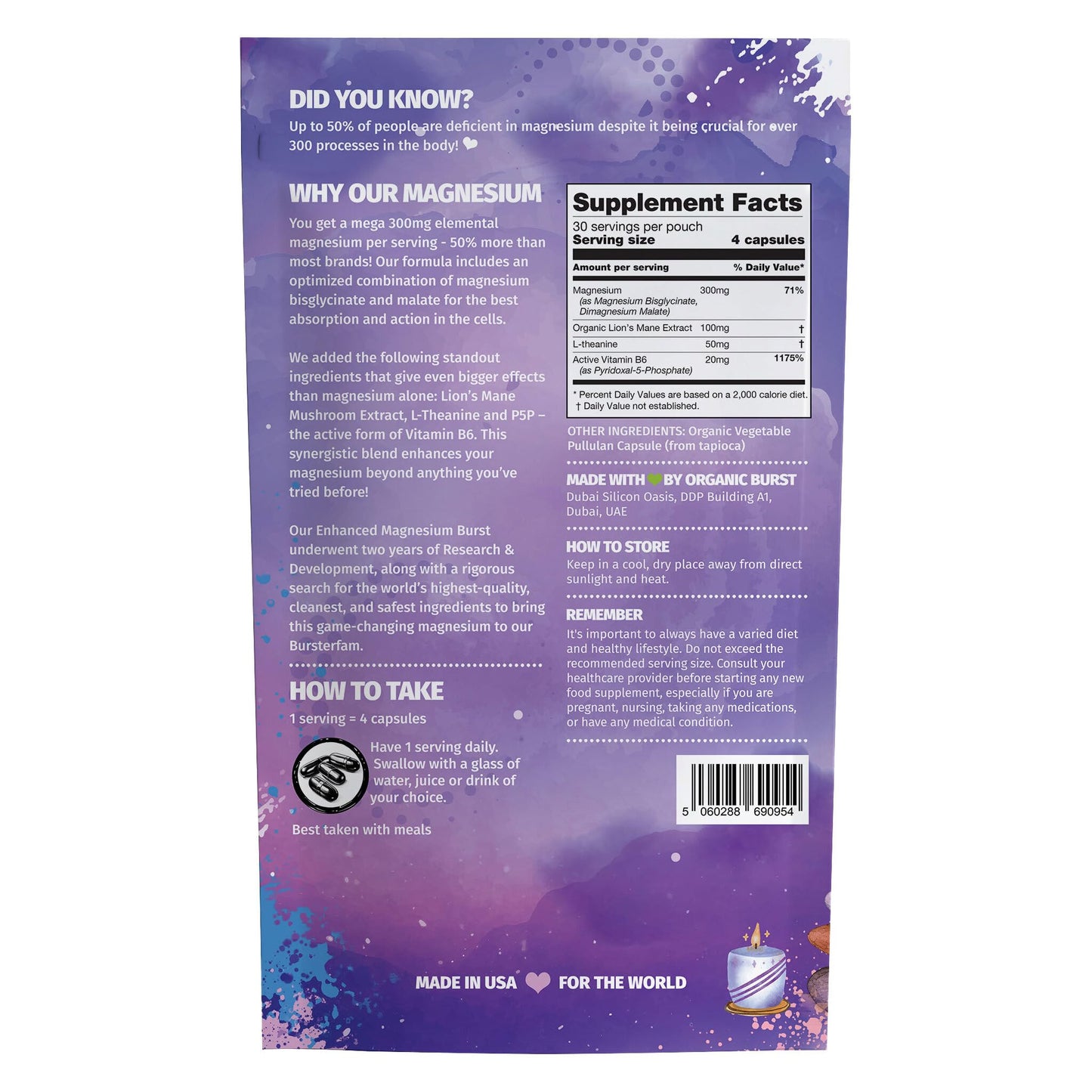 Organic Burst Enhanced Magnesium Capsules, 120 Count