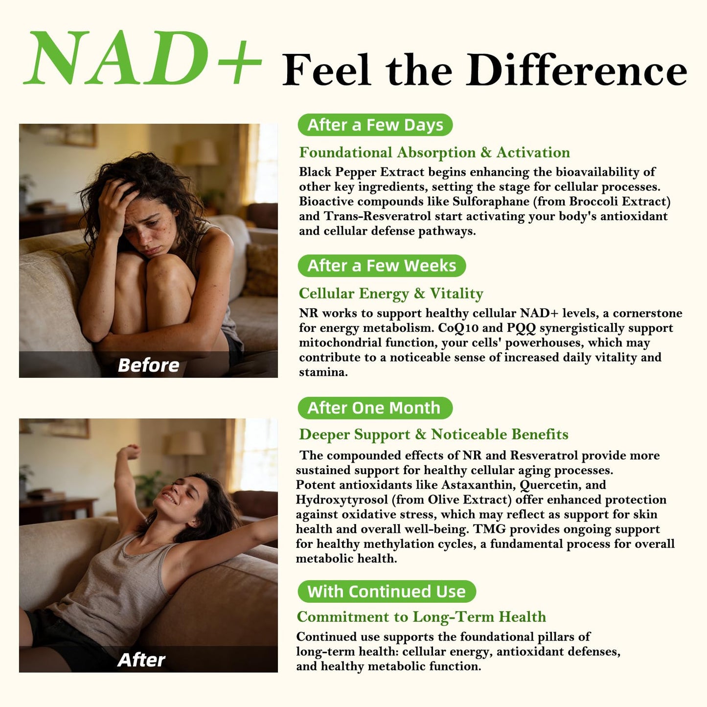 Bebien fit NAD+ Supplement for Healthy Aging Capsule 60 Count