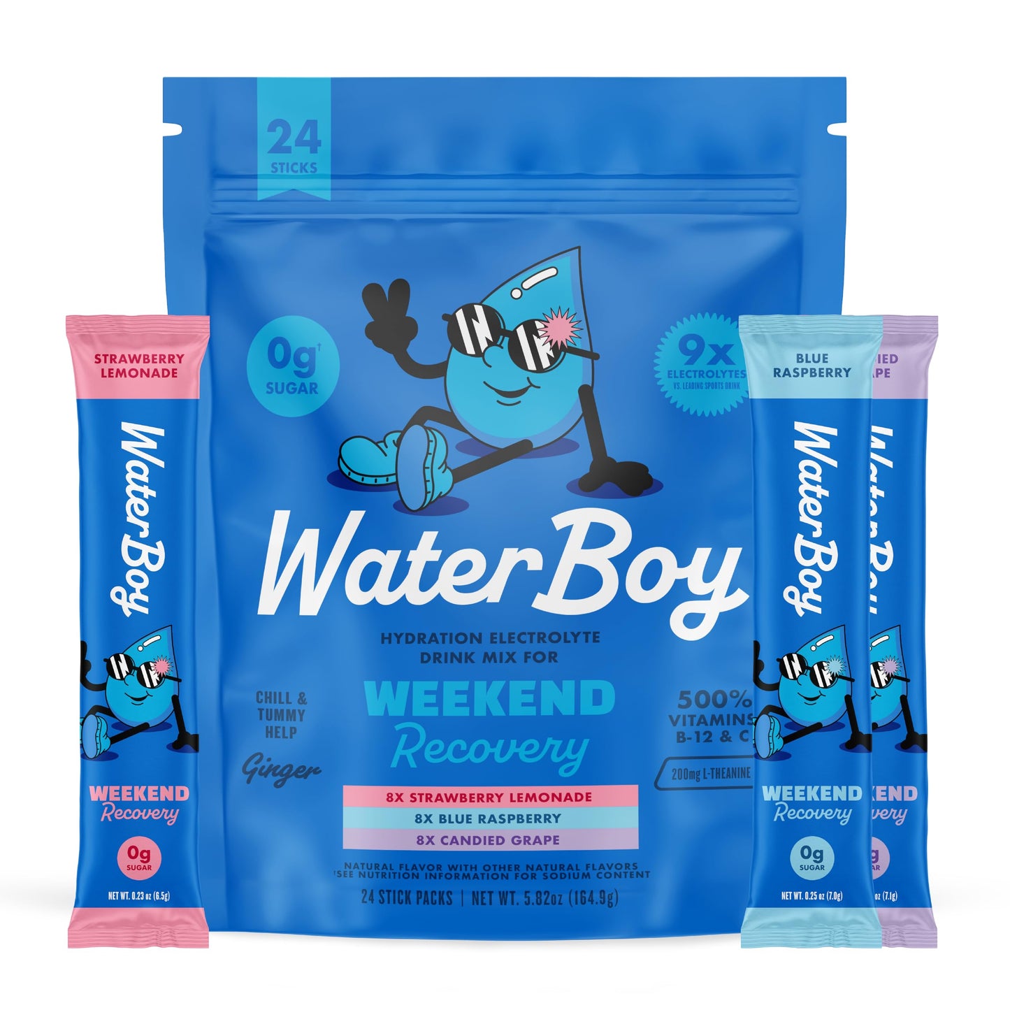 Waterboy Weekend Recovery Variety Pack Sugar Free Electrolytes Powder 24 Count