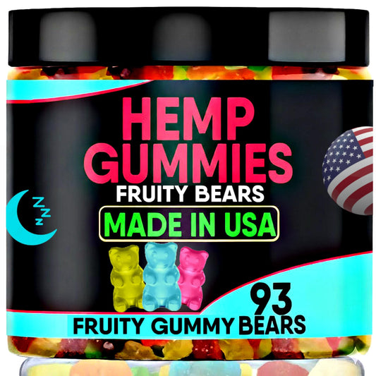 Healthergize Hemp Gummies Sleep Edibles for Relaxation-Calm and Peace Hempseed Oil Gummy Bears Candy, 93 Capsules