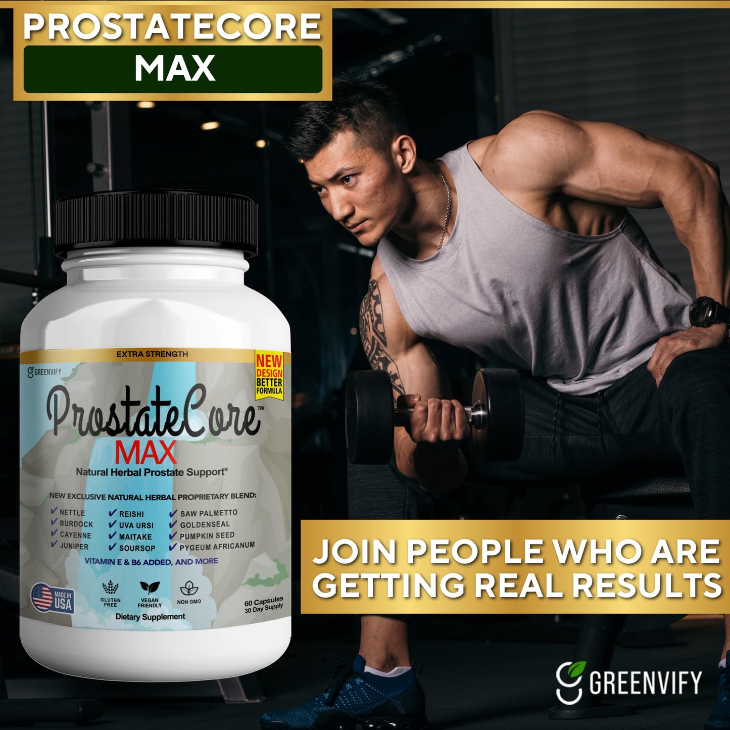 GREENVIFY ProstateCore Max Extra Prostate Supplements for Men Capsules, 60 Count