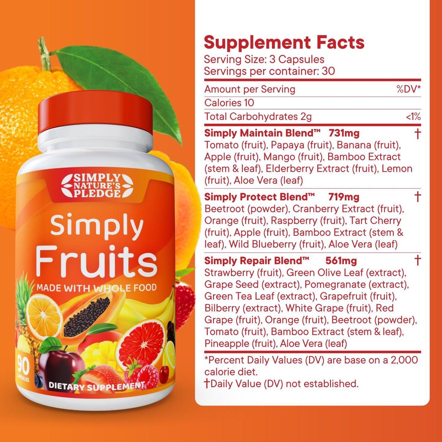 Simply Nature's Pledge 90 Fruit Capsules, 180 Capsules