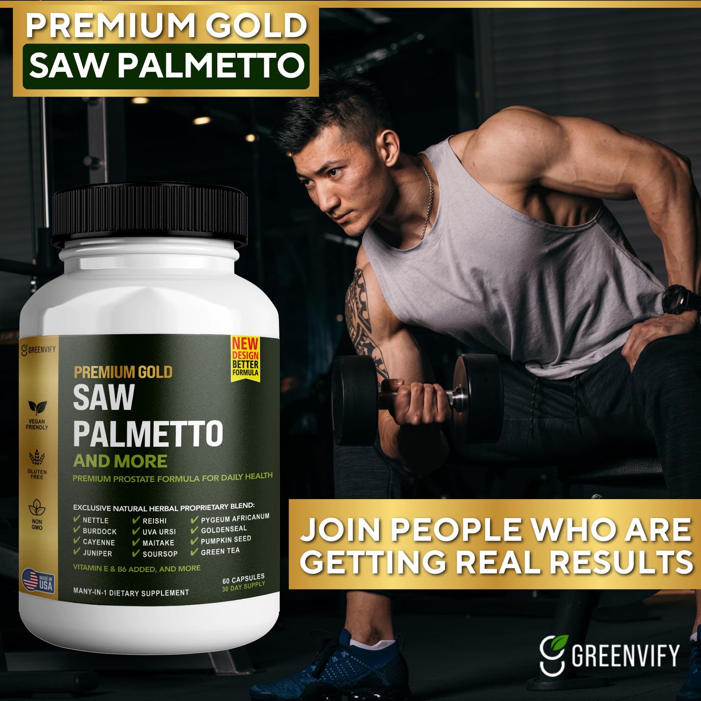 GREENVIFY Saw Palmetto for Men Prostate Supplement Capsule, 60 Count