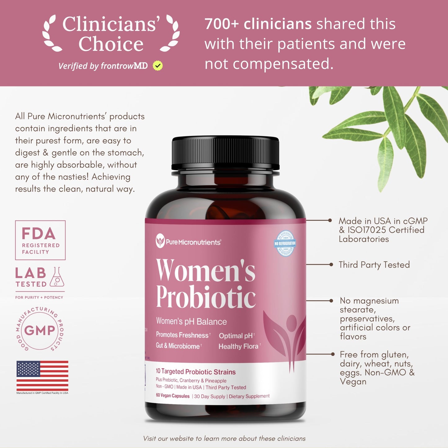 Pure Micronutrients pH Balance Vaginal Probiotics for Women - Odor & Itch Support - Vaginal Health Pills with Cranberry, Lactobacillus & Prebiotics - Feminine Wellness Daily Supplement, 60 Capsules