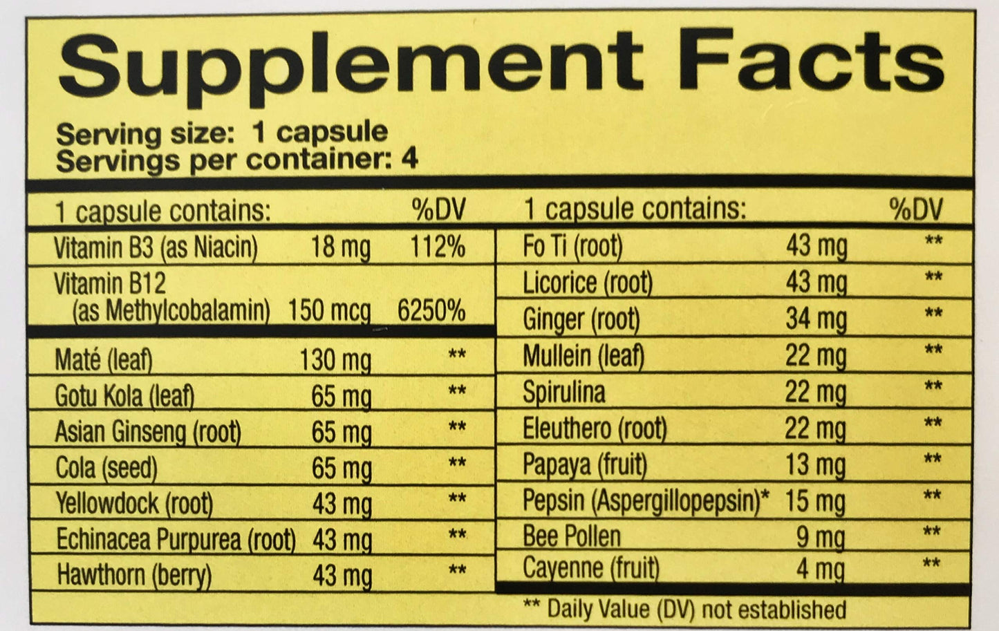 Positive Power Nutritionals Energy Booster Capsules, 4 Capsules