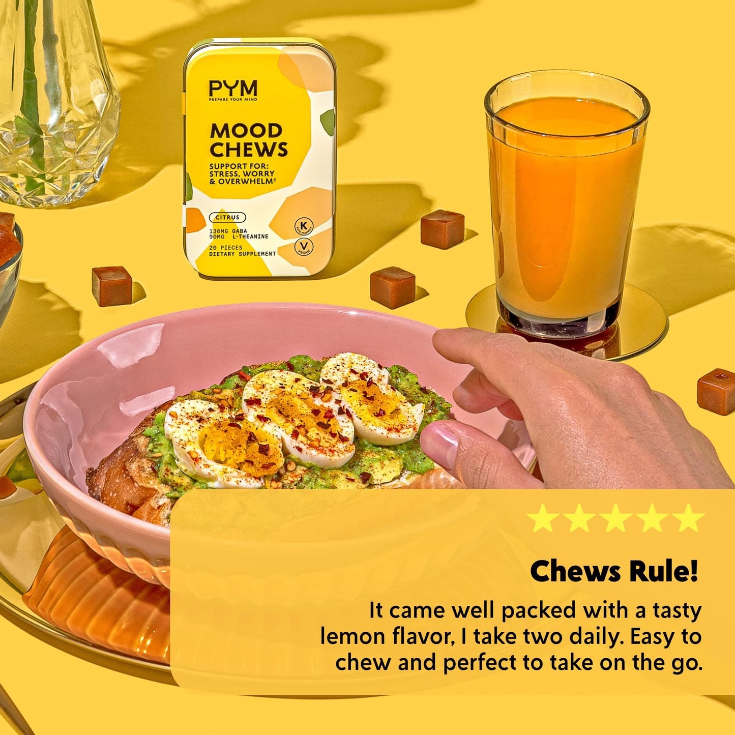 PYM Health Citrus Mood Chews Gummy, 60 Count