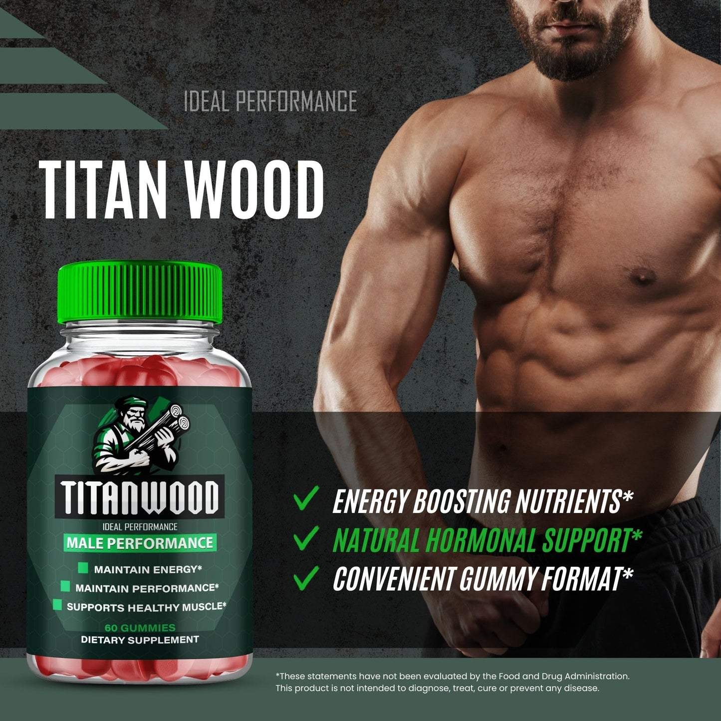 IDEAL PERFORMANCE Titan Wood Gummies, 120 Gummies