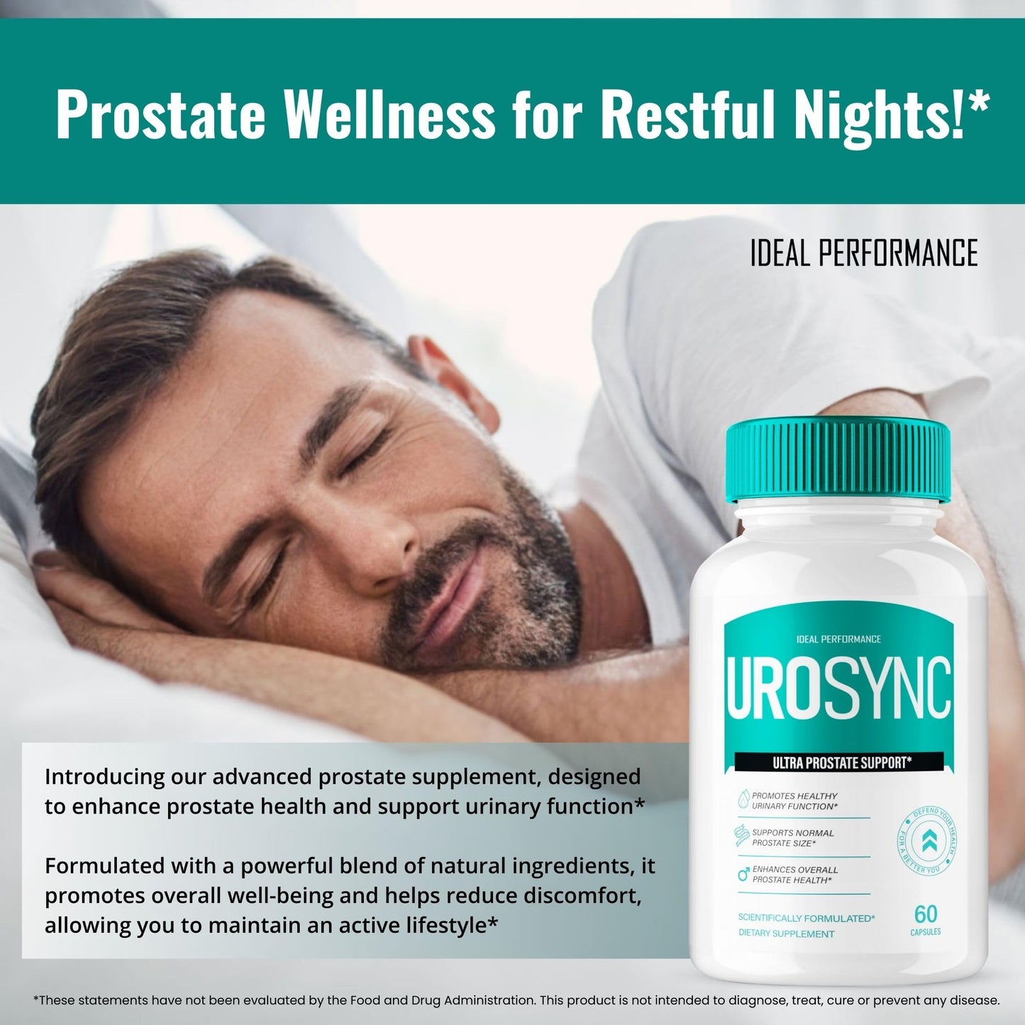 IDEAL PERFORMANCE UroSync Prostate Health Supplements for Men Capsules, 180 Count